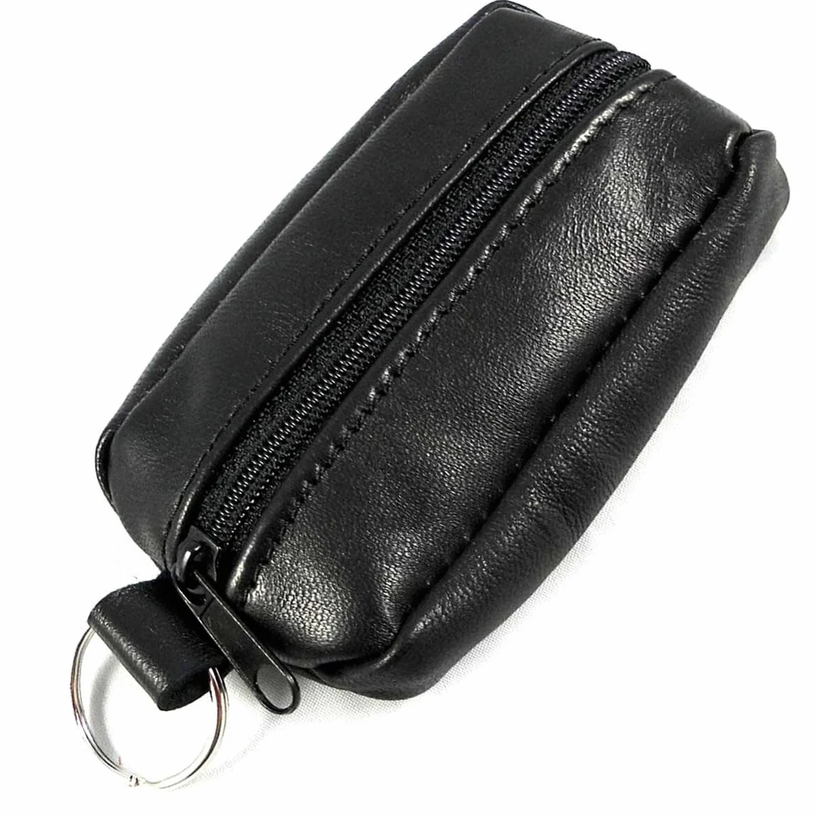 Portefeuille Homme Cuir véritable Double Zips Multi Poches Noir