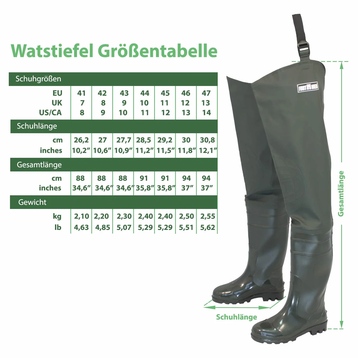 Pantalon de pêche avec bottes imperméables Taille 41-47 pour homme