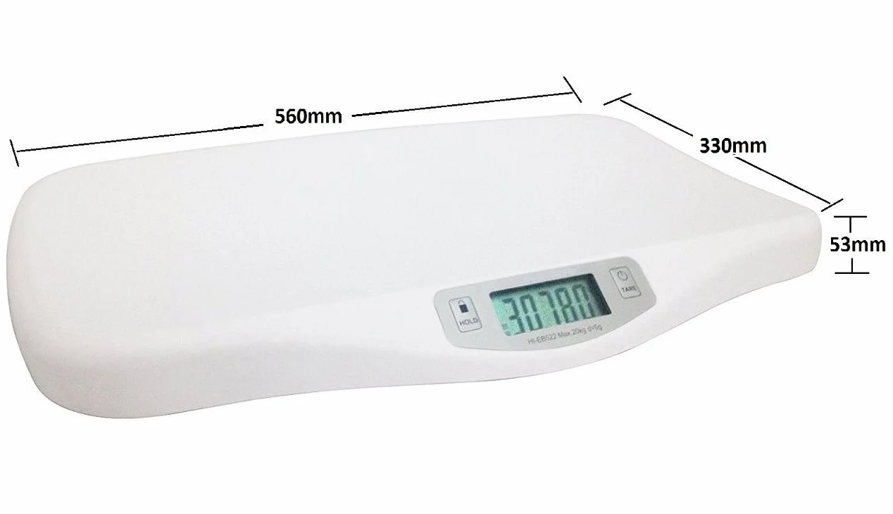 Balance Numérique pour Bébé, Haute Précision 5 g, Capacité 20 kg, Unité KG/LB/OZ, Blanc
