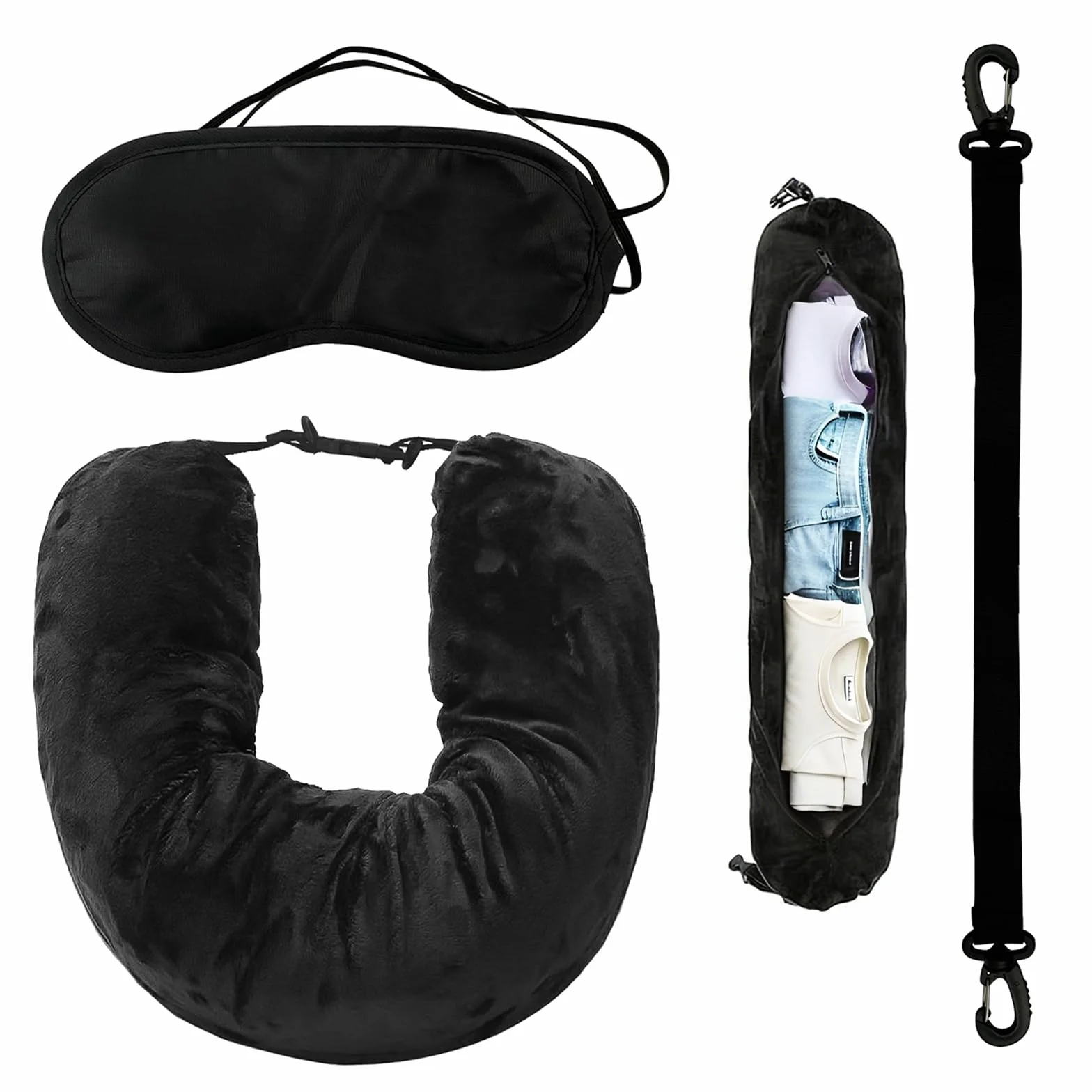 Coussin de Voyage Tour de Cou Remplissable avec Sac de Rangement pour Avion Hôtel Camping