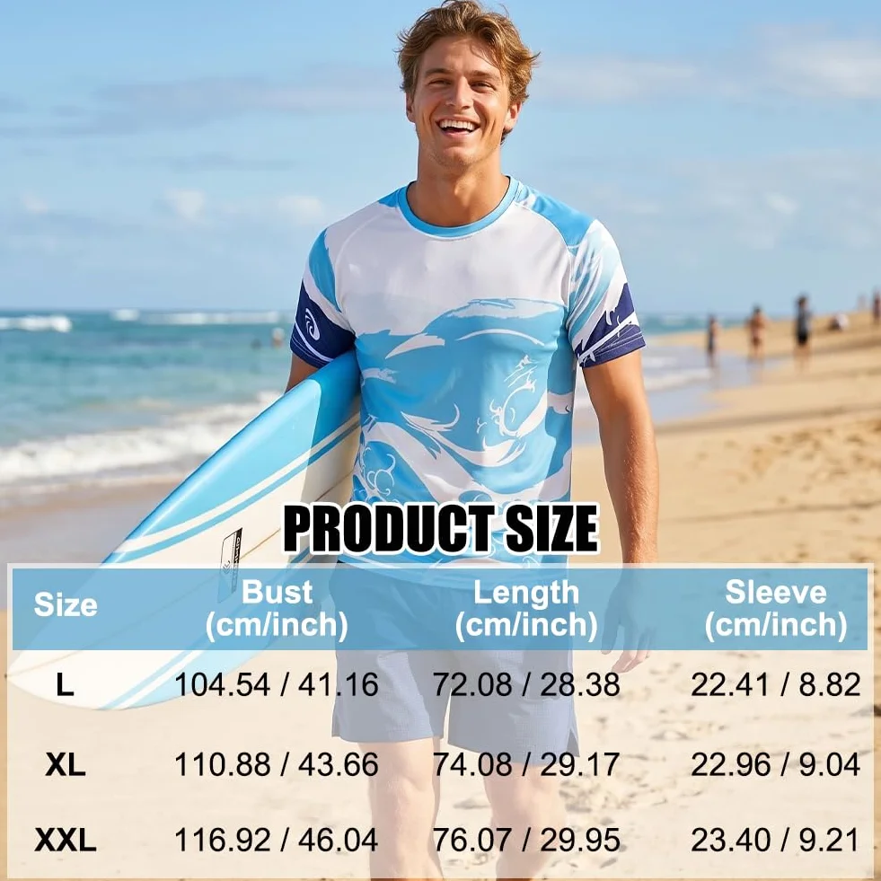 Maillot de Bain Homme UPF 50+ Anti-UV T-Shirt Rashguard Séchage Rapide Léger Surf Pêche Plongée L-2XL