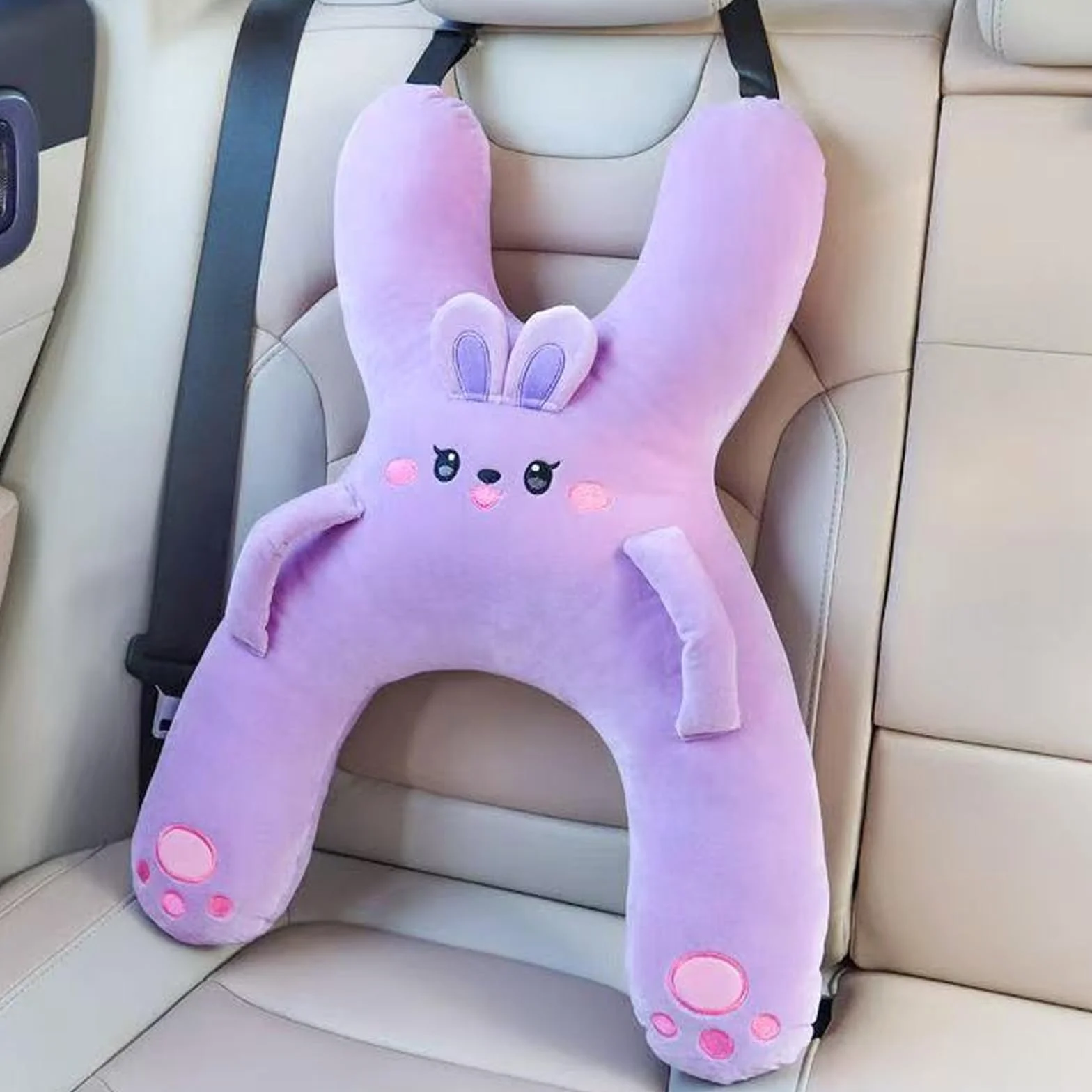 Coussin de Voyage Enfant en Forme de H pour Voiture Avion Train (Violet)