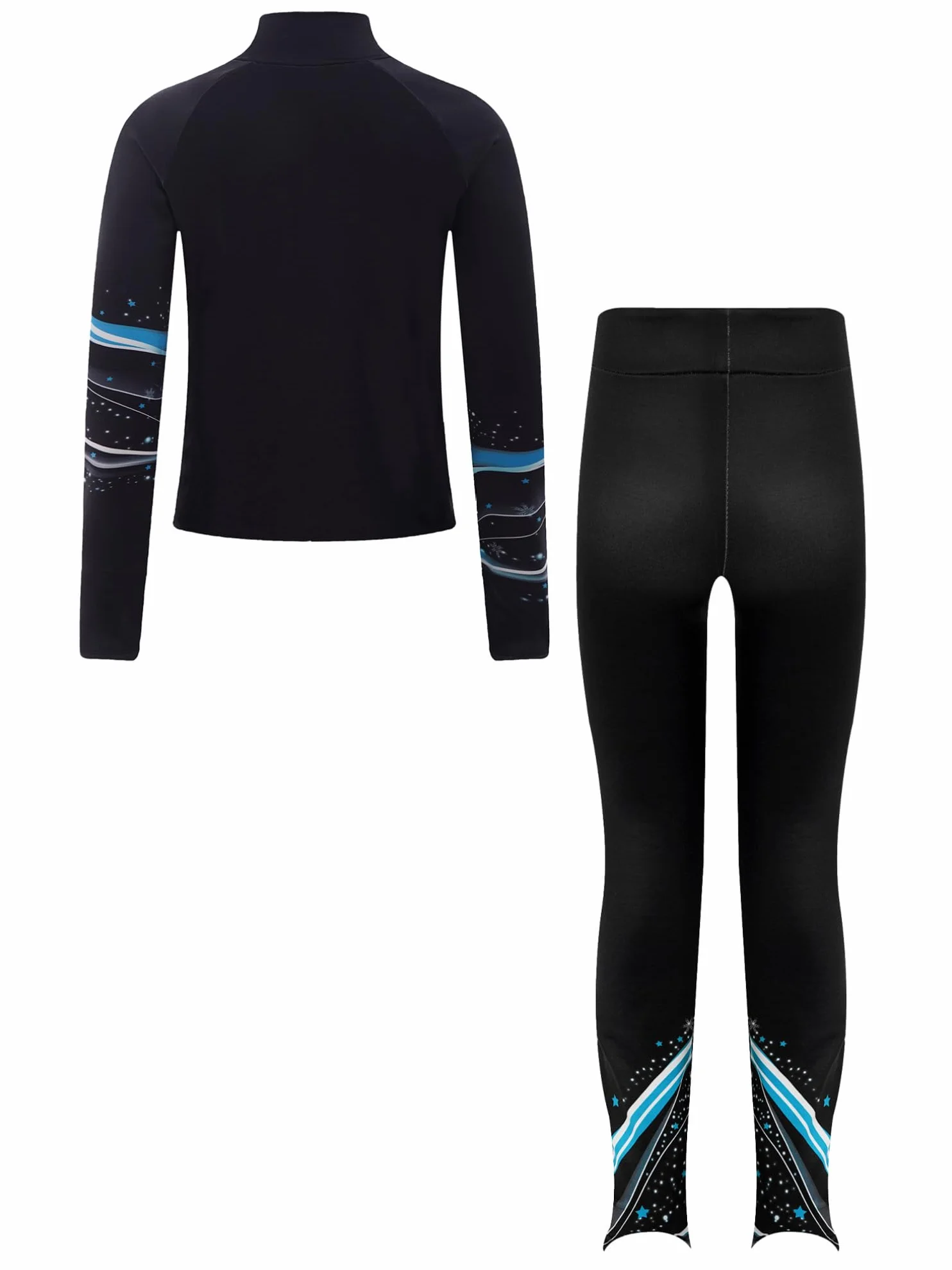 Ensemble Patinage Artistique Fille Veste Chaud Polaire avec Pantalon Legging Tenue Sport A Bleu 9-10 ans