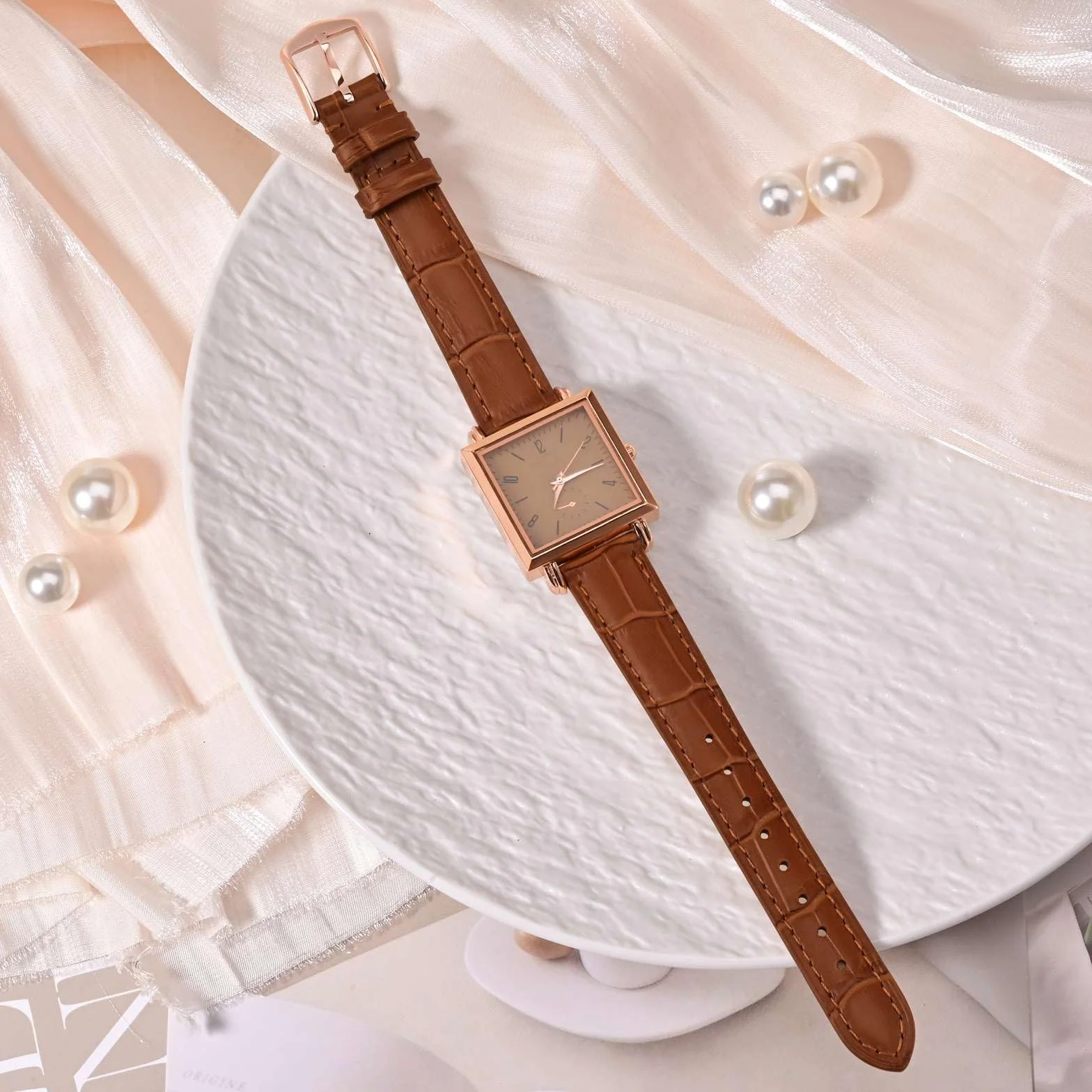 WOCCI Bracelet de Montre pour Femme en Cuir Gaufré Grain d'Alligator, 12mm-20mm