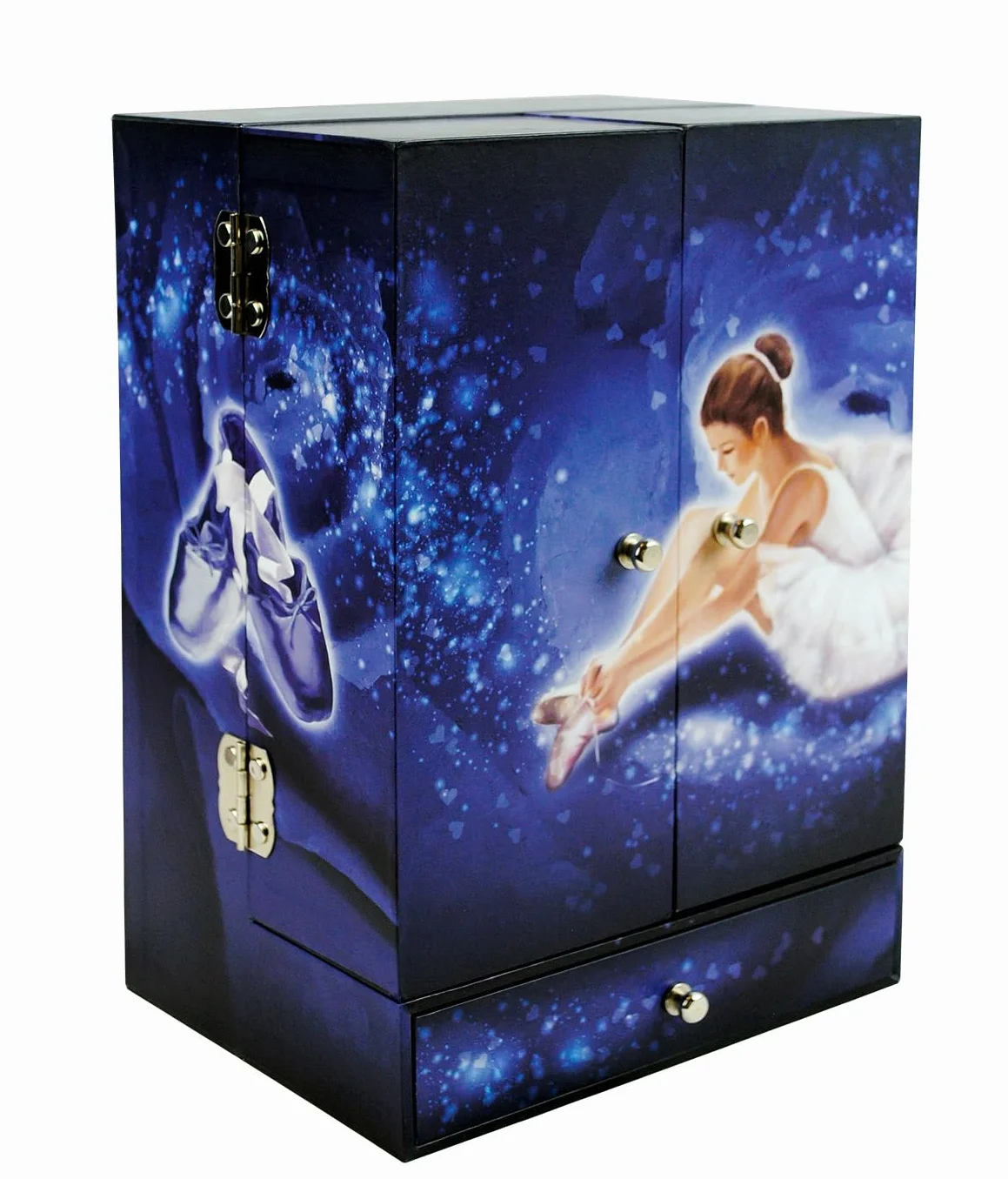TROUSSELIER Grande Boîte à Musique Danseuse Étoile Ballerine Coffret Bijoux Fille Bleu Marine