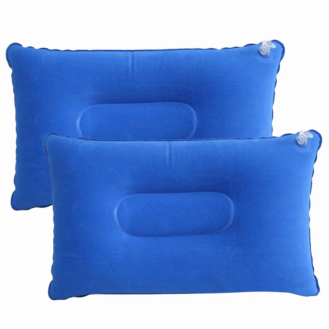 Lot de 2 coussins gonflables 34 x 22 cm bleu voyage camping