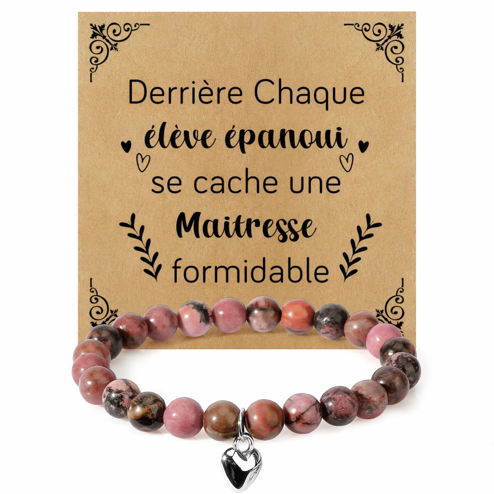Cadeau Maitresse Bracelet Personnalisé Fin d'Année