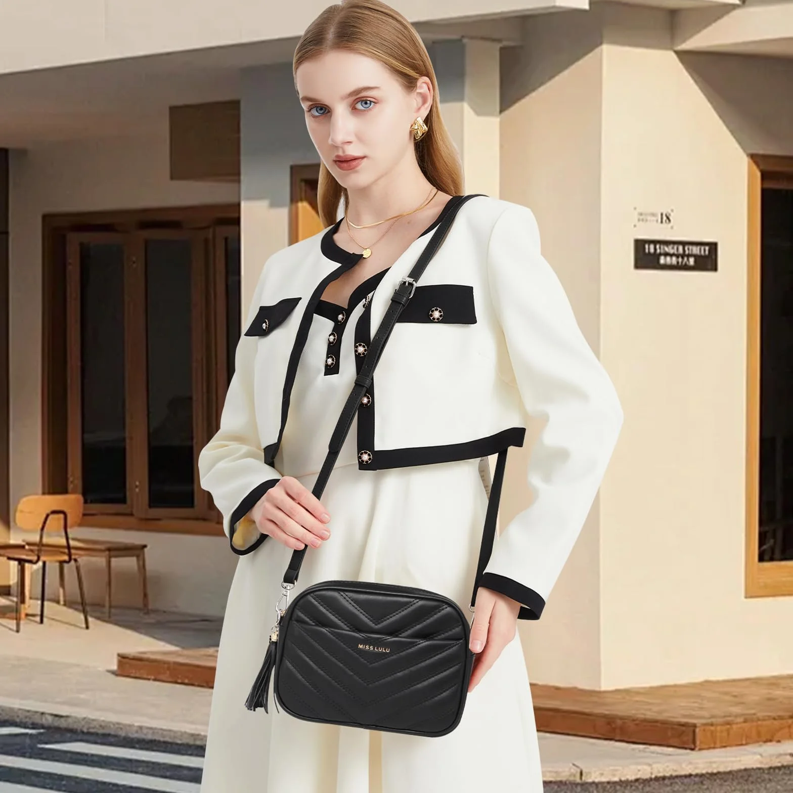 Miss Lulu Sac à Bandoulière en Cuir Synthétique pour Femmes - Petit Sac à Main avec Longue Bandoulière