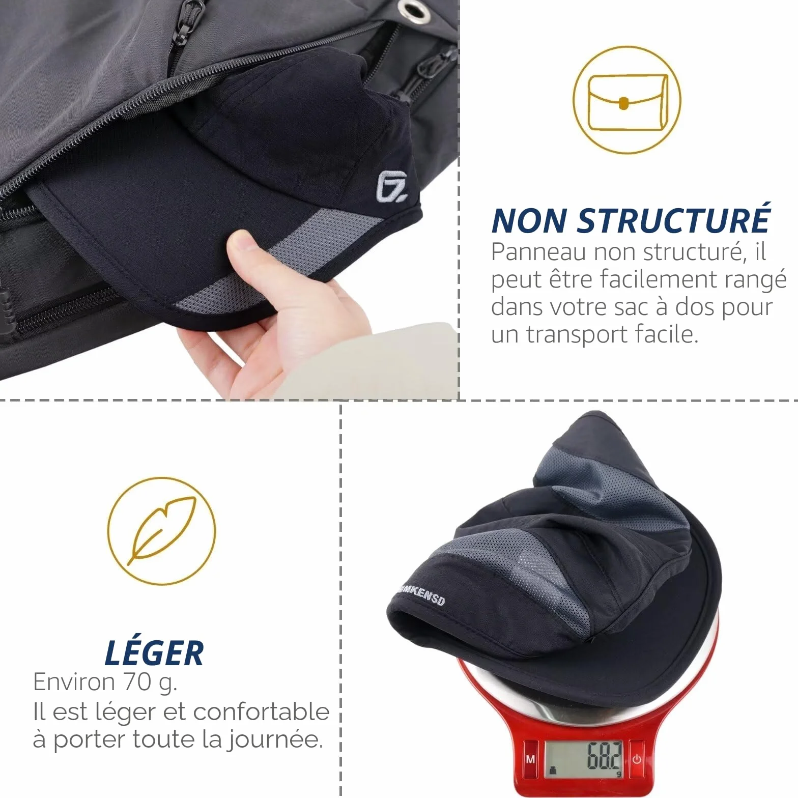 GADIEMKENSD Casquette Extérieur Course Respirable Séchage Rapide