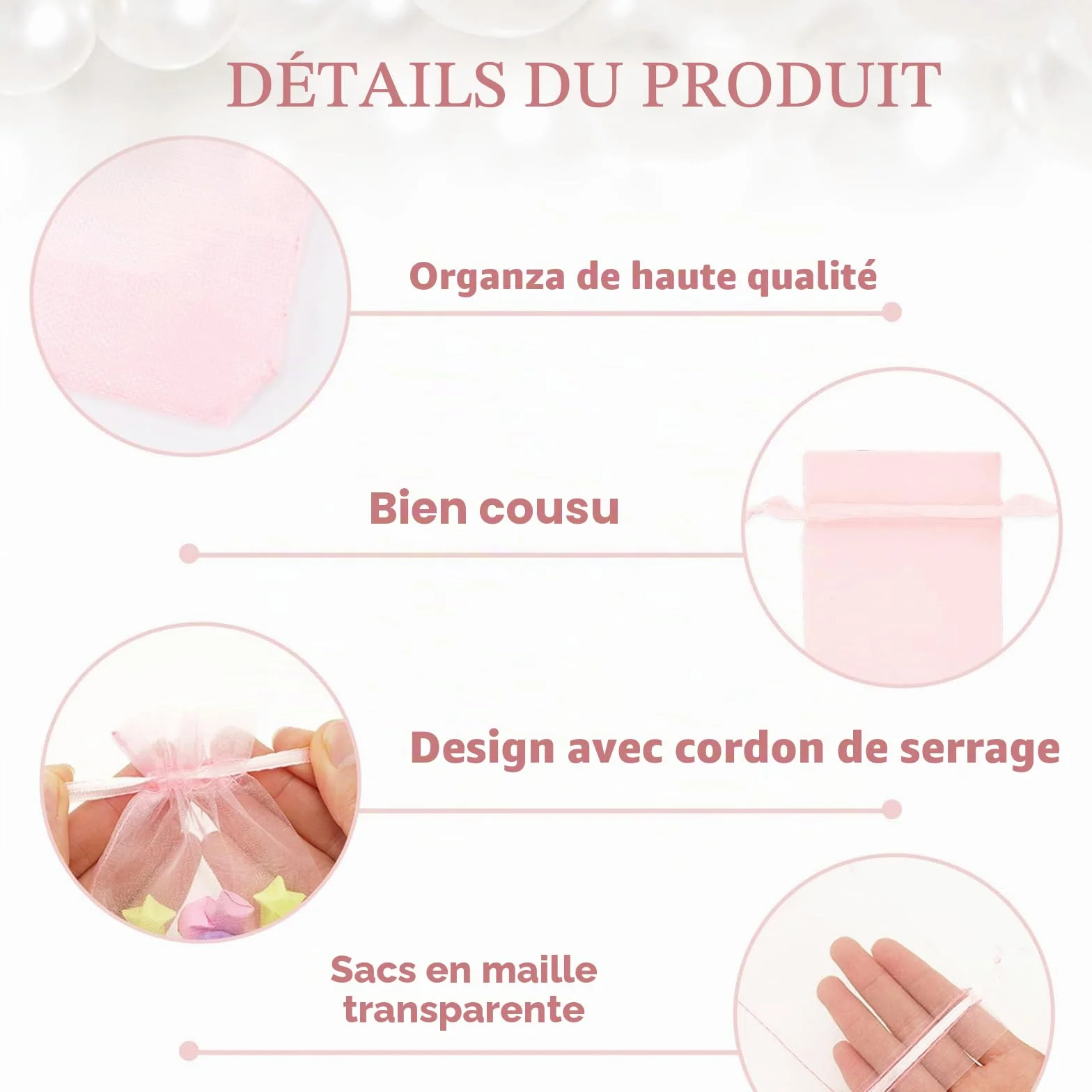 Sachet Organza 50PCS Pochette Cadeau 7x9 cm Sac à Bijoux Lavande Mariage
