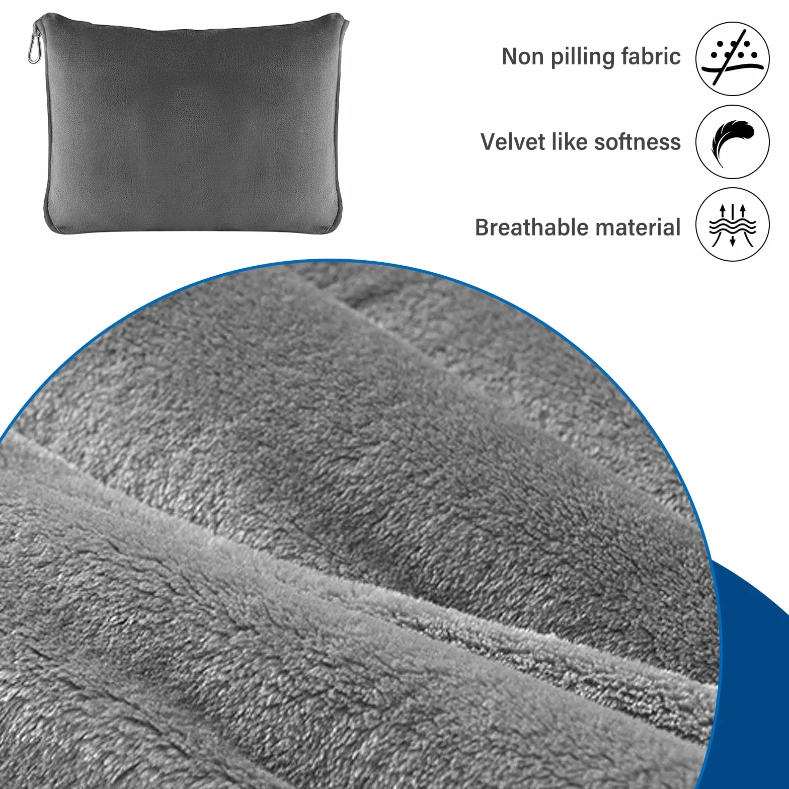 Couverture de voyage avion 2 en 1 avec coussin de transformation, taie d'oreiller et bouchons d'oreilles - Couverture douce et chaude