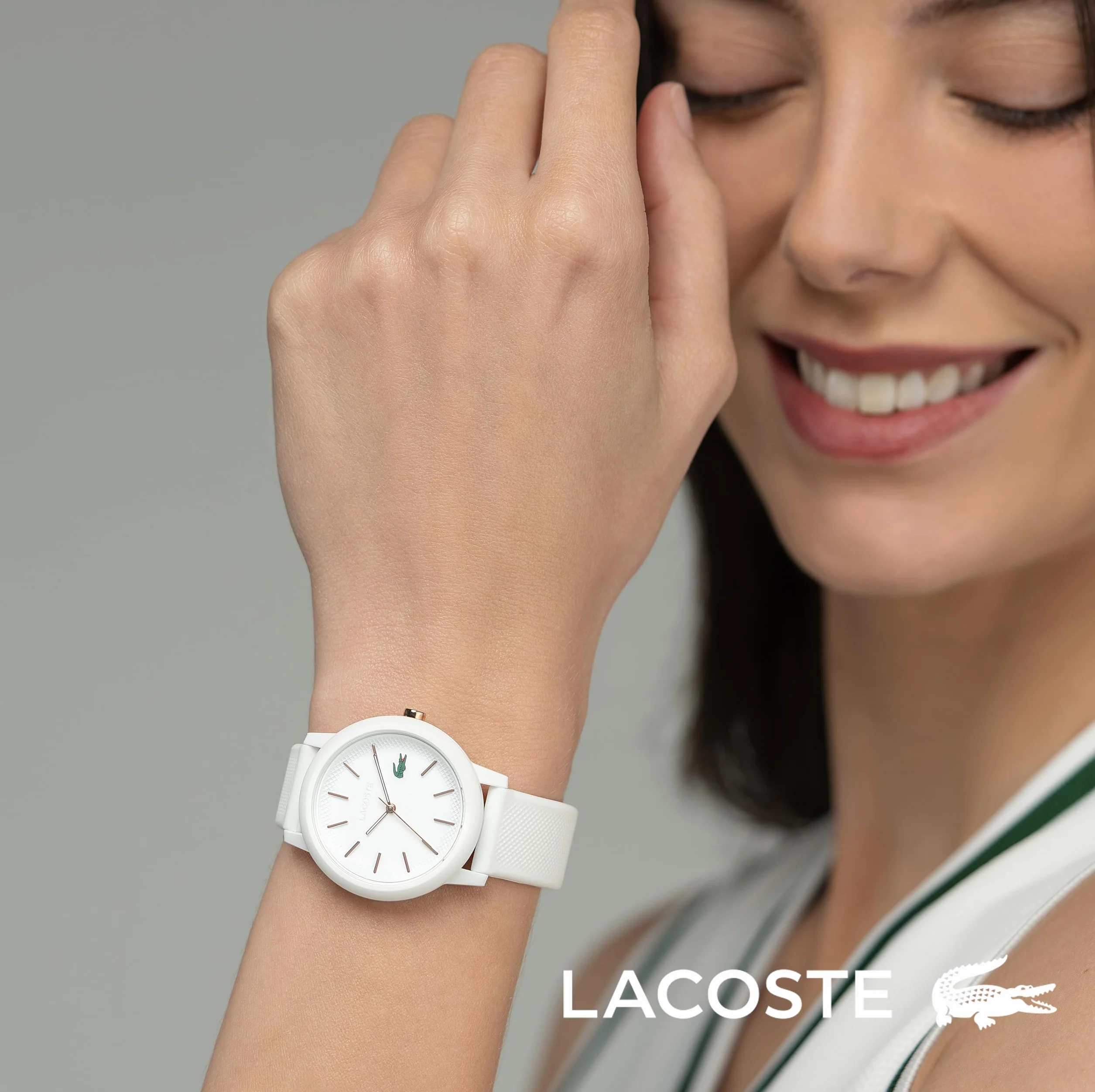 Lacoste Montre Analogique à Quartz Homme Femme Bracelet Silicone Petit Piqué