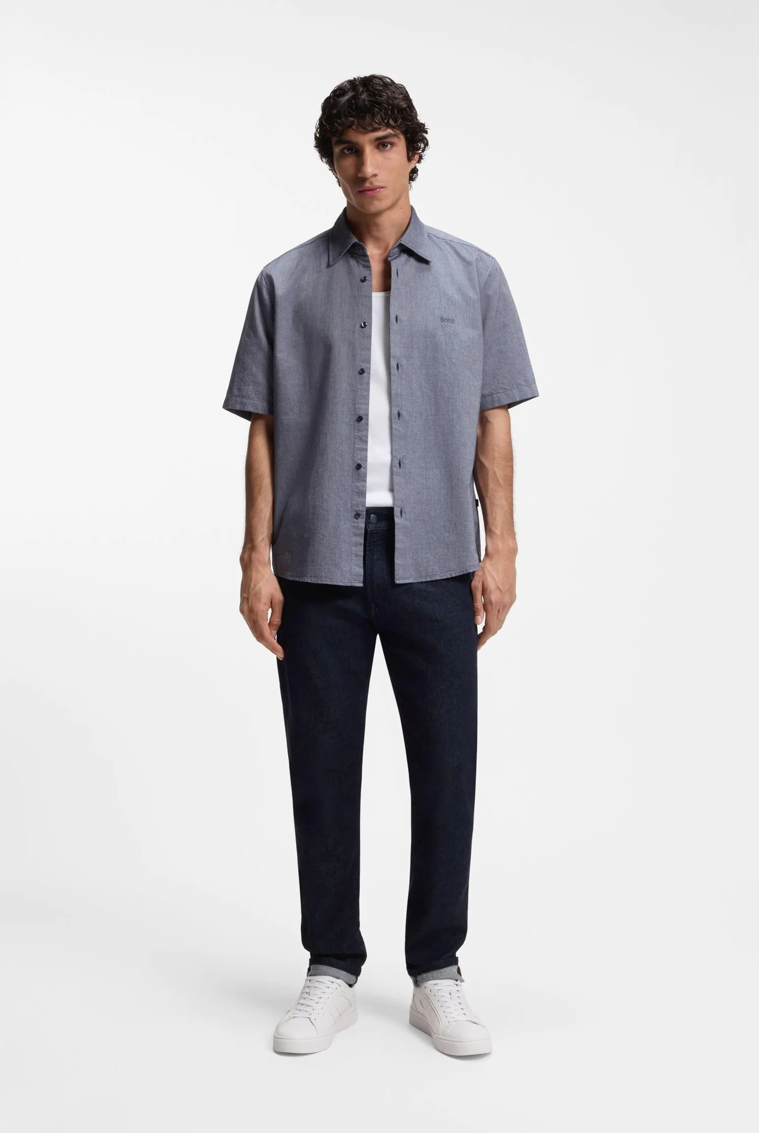 BOSS Hommes Chemise Regular Coton Oxford Doux Lavé