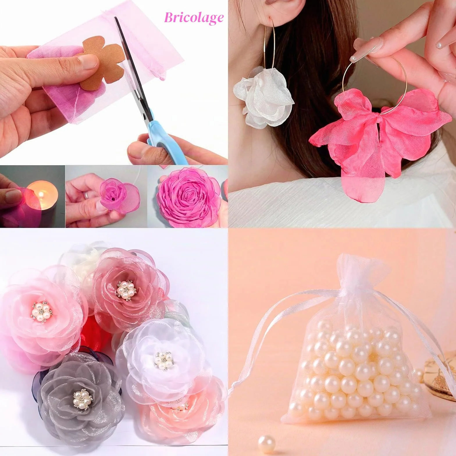 Lot de 100 sachets en organza multicolores 10 x 15 cm - Pochette cadeau bijoux mariage