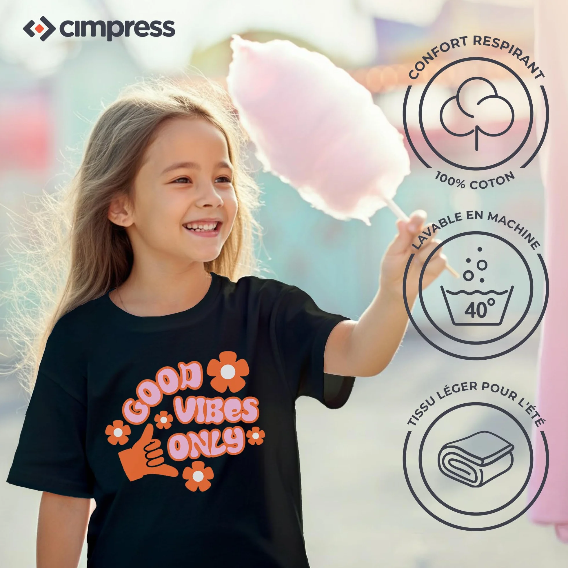 Cimpress T-Shirt Enfant Personnalisable 100% Coton Col Rond Imprimé Photo Plusieurs Tailles Lavable en Machine