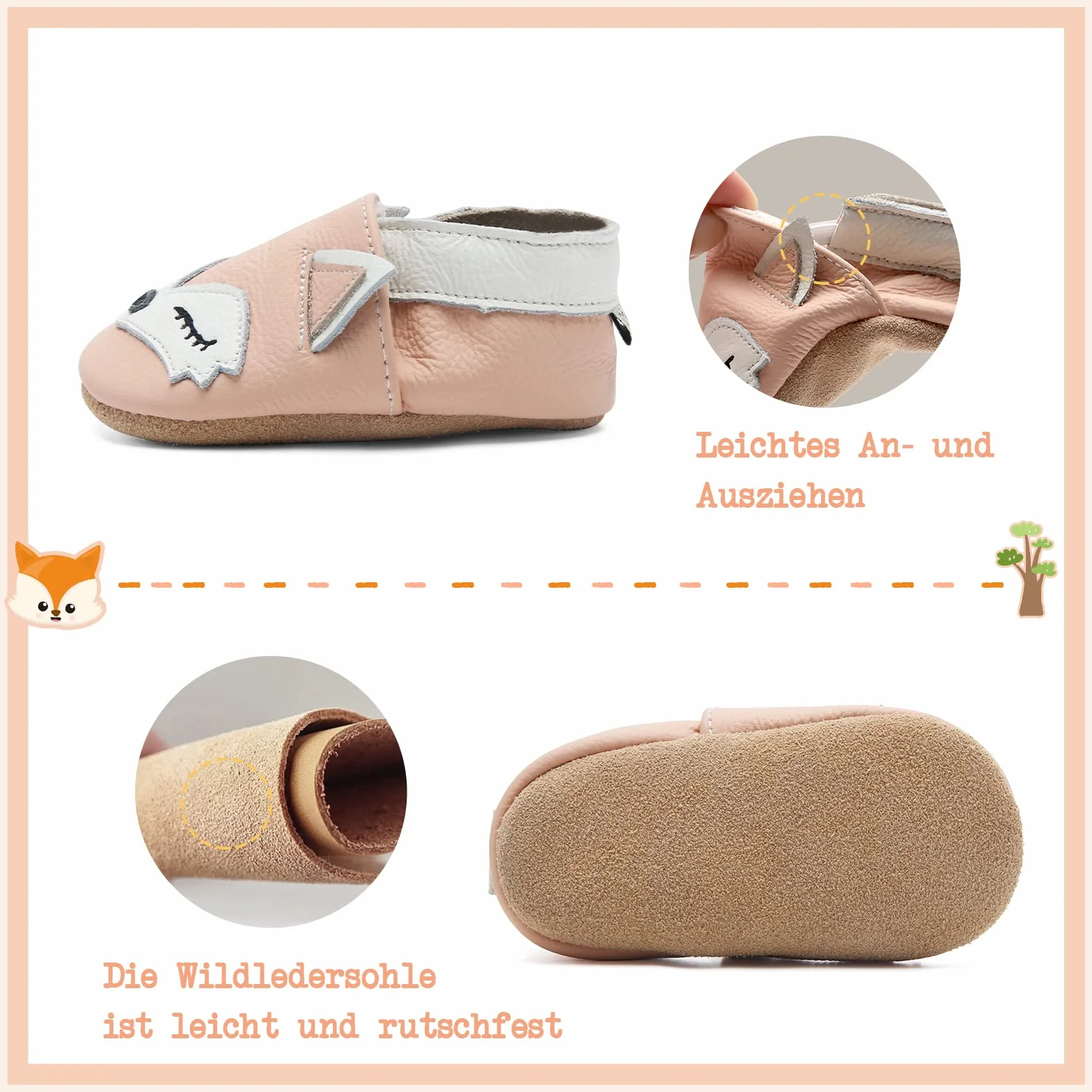 Chausson Bébé Cuir Souple Premiers Pas IceUnicorn Garçon Fille