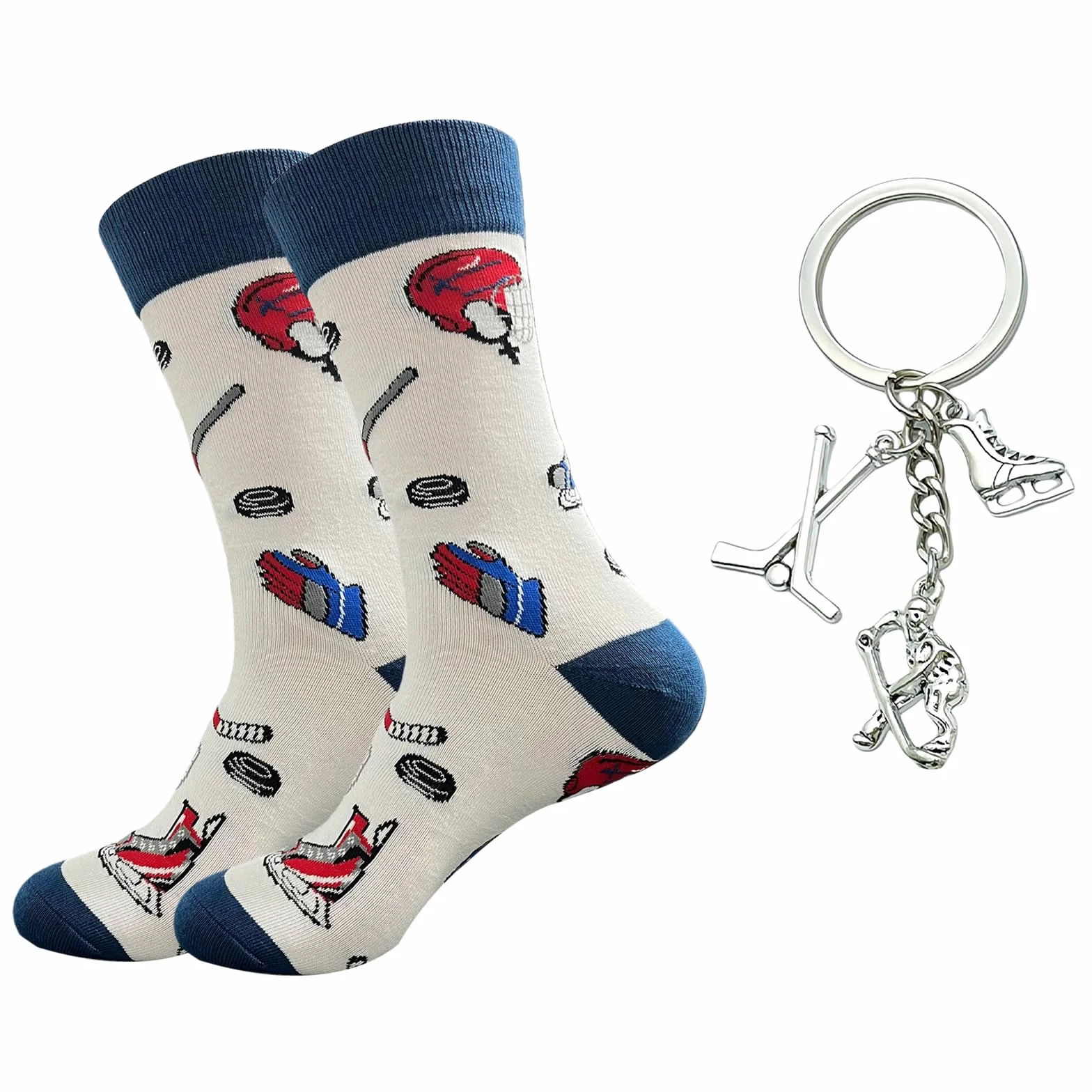 Chaussettes de hockey sur glace pour homme avec porte-clés, ensemble cadeau