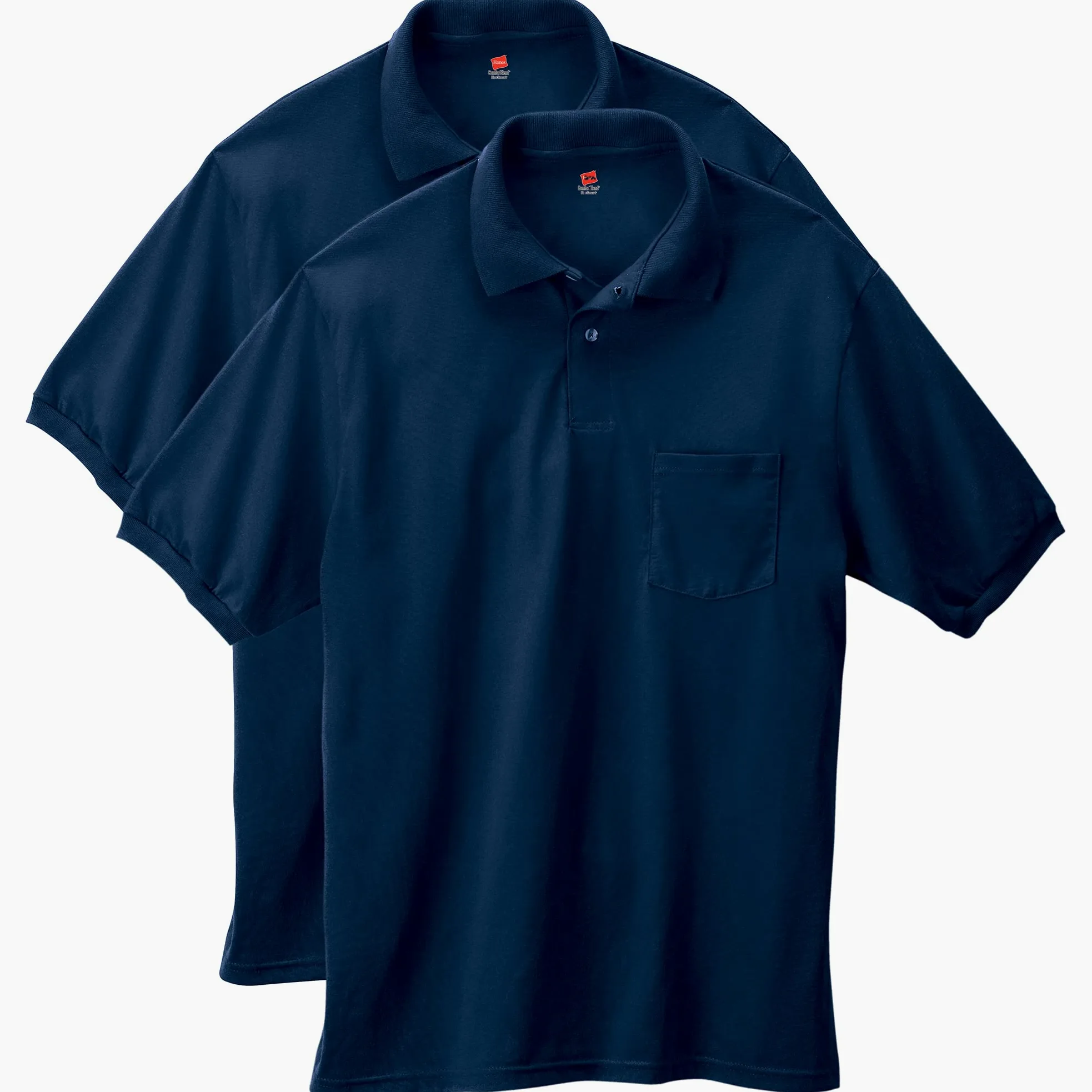 Hanes Short-Sleeve Jersey Pocket Polo (Pack of 2) Polo à Manches Courtes en Jersey avec Poche (Lot de 2) Homme (Lot de 2)