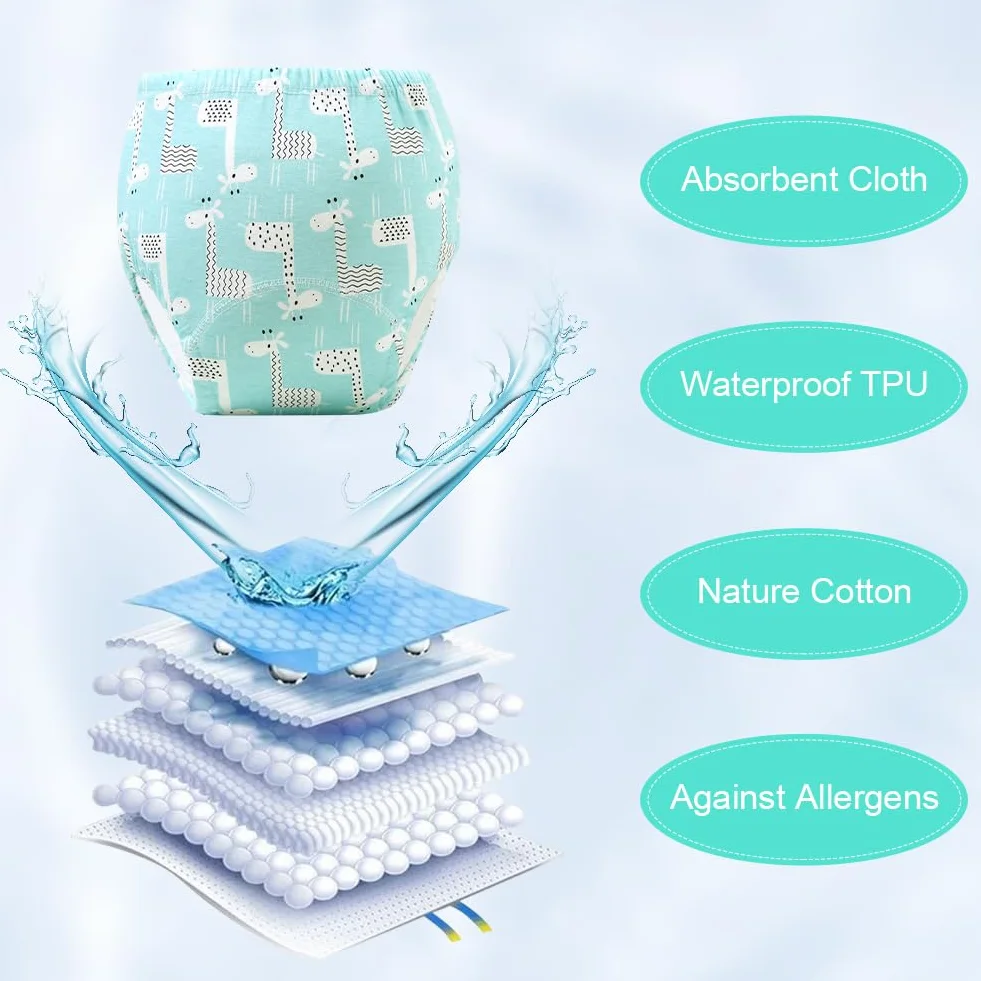 Aolso Culottes d'apprentissage réutilisables en coton pour bébé, sous-vêtements lavables garçons