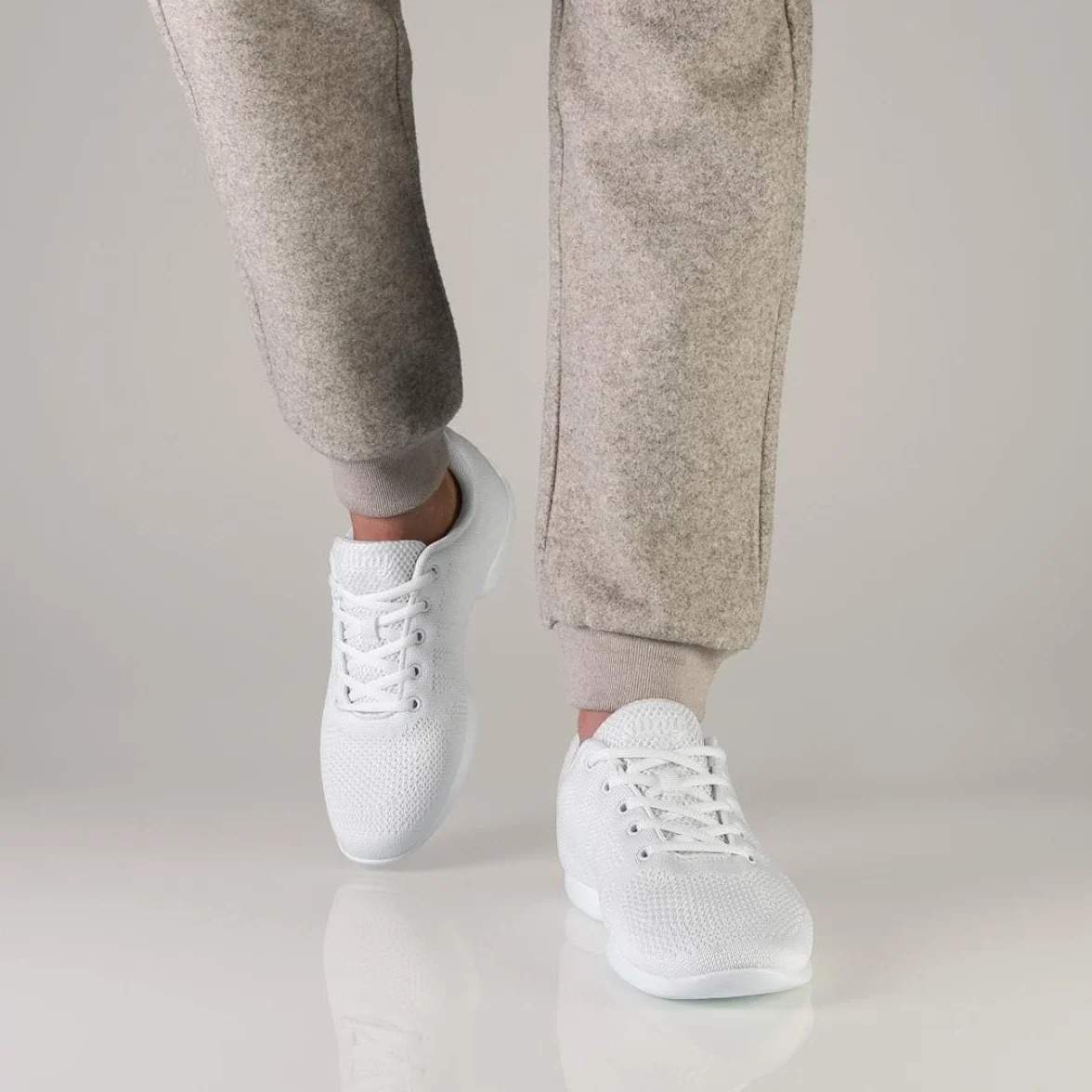 Anna Kern Suny 4060 Bold Baskets de danse pour homme - Blanc tricoté - Largeur normale - Talon 1 cm - Semelle en polyuréthane divisée