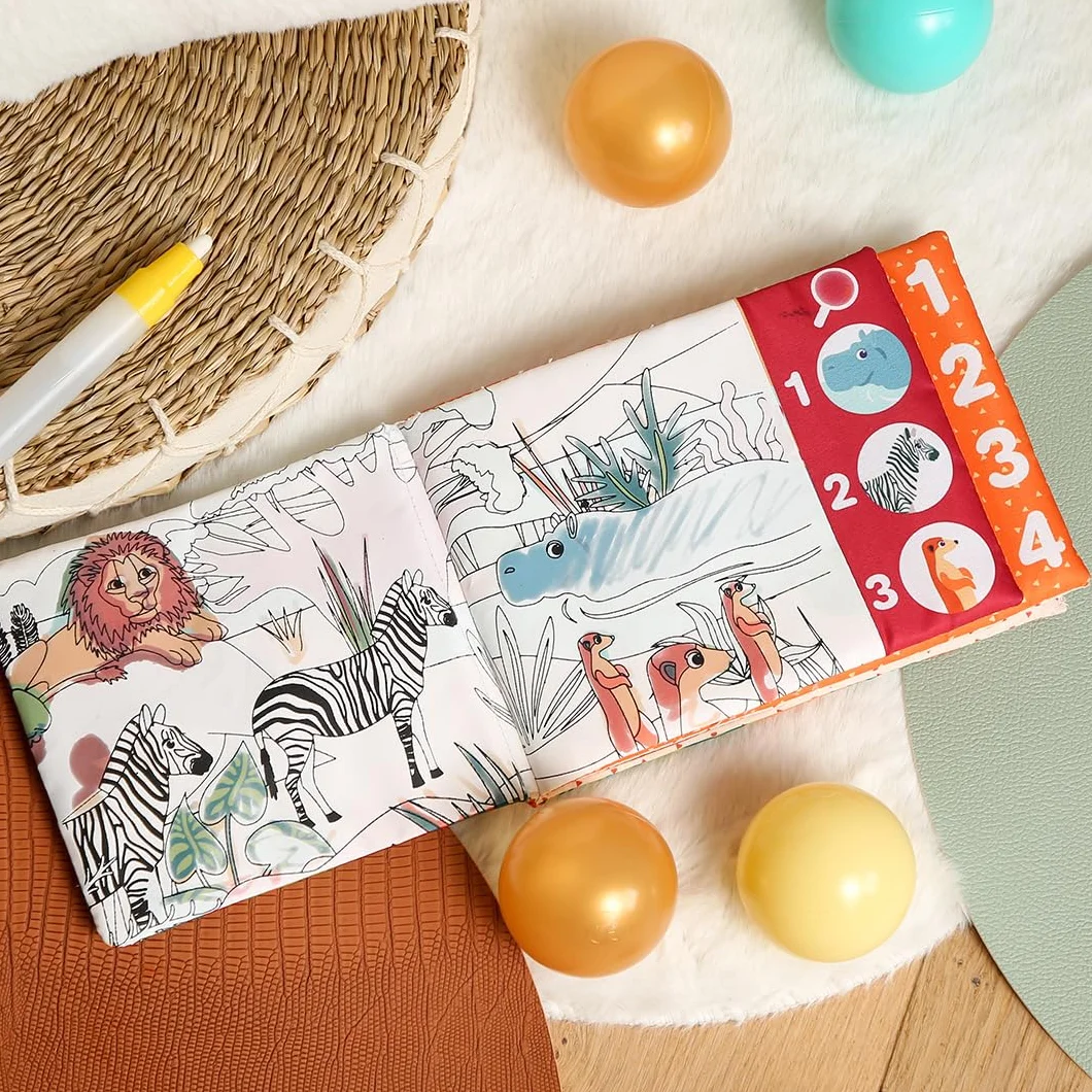 LUDI Livre Magique et Éducatif Coloriage à l'eau Découvrir Formes Chiffres Lettres Dès 10 Mois Vert