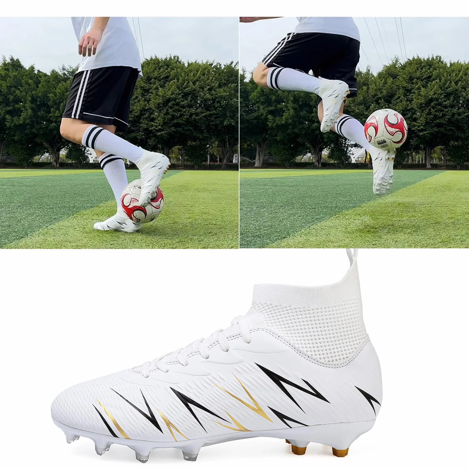 Chaussures de Football Hommes Crampons Enfant Spike High Top Adolescents