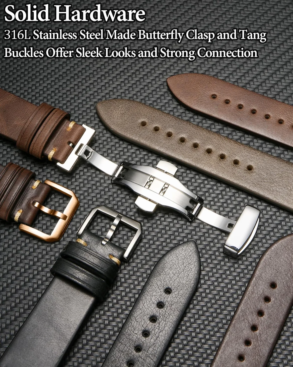 REZERO Bracelet de Montre à Dégagement Rapide, Sangle en Cuir Véritable de Veau Italien pour Homme Femme 18mm 19mm 20mm 21mm 22mm 23mm 24mm