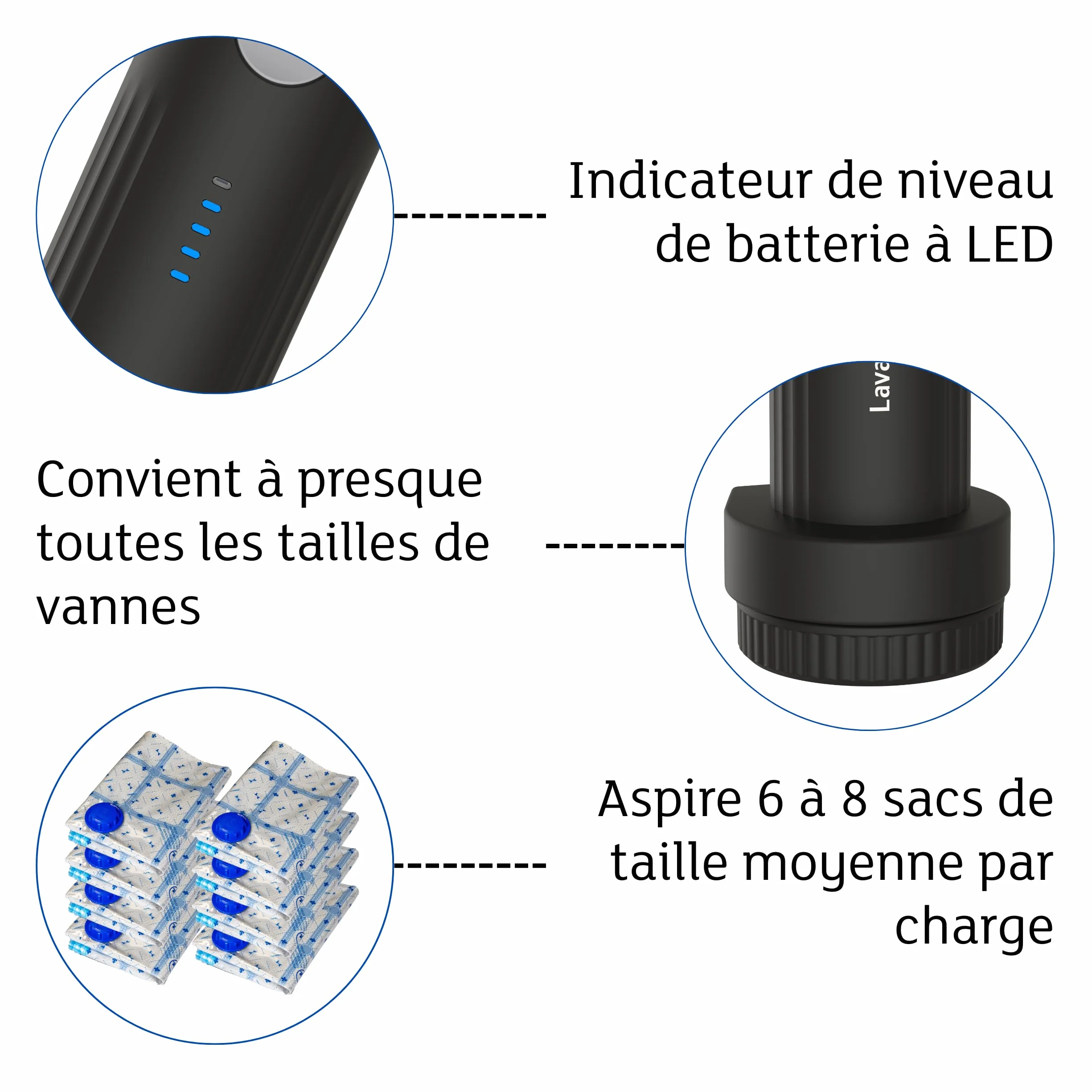 Pompe à Vide Portable USB-C pour Sac Sous Vide Vêtement Voyage Aspirateur Compact Sans Fil