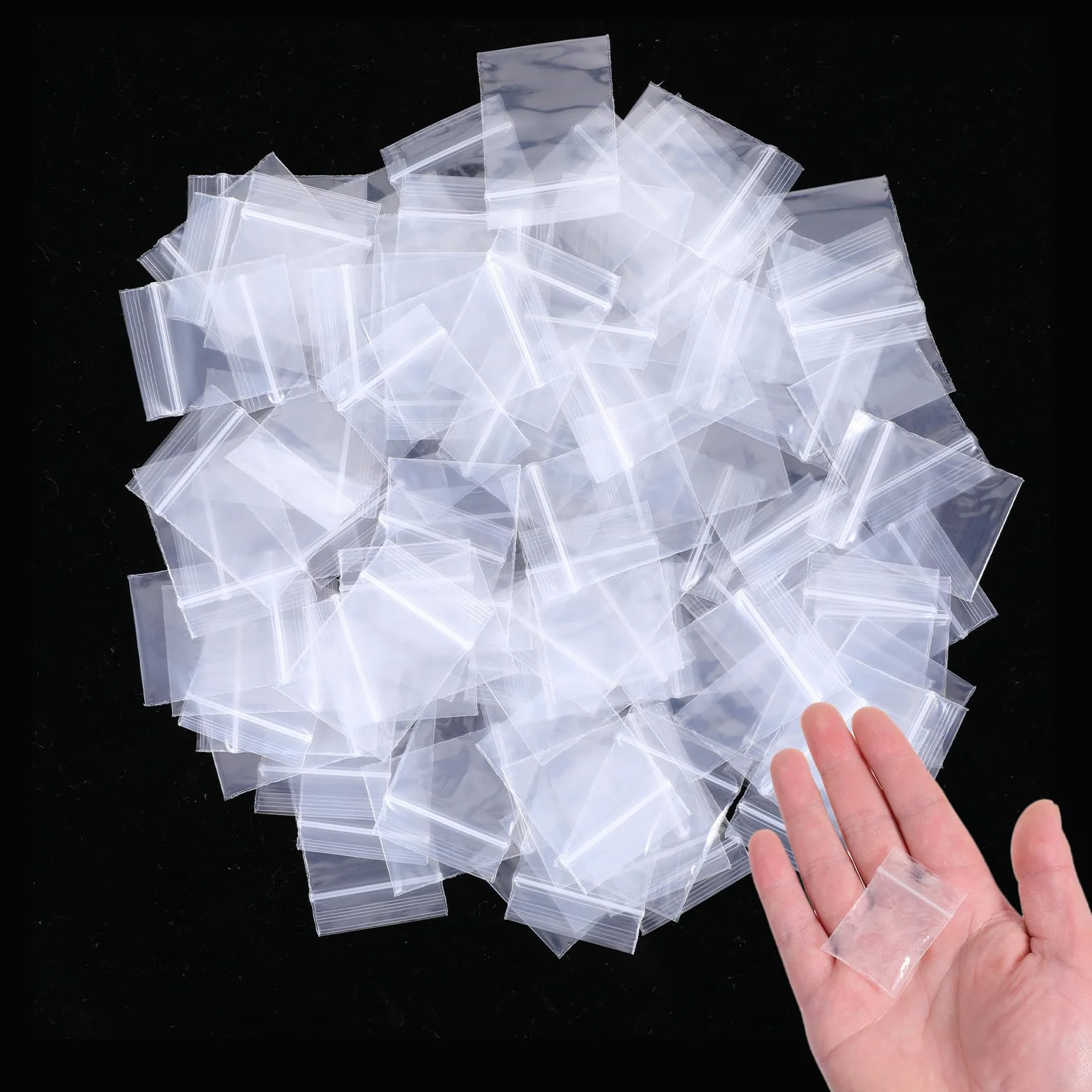 Lot de 100 petits sacs en plastique transparents 4 x 3 cm réutilisables pour bagues boucles d'oreilles bonbons
