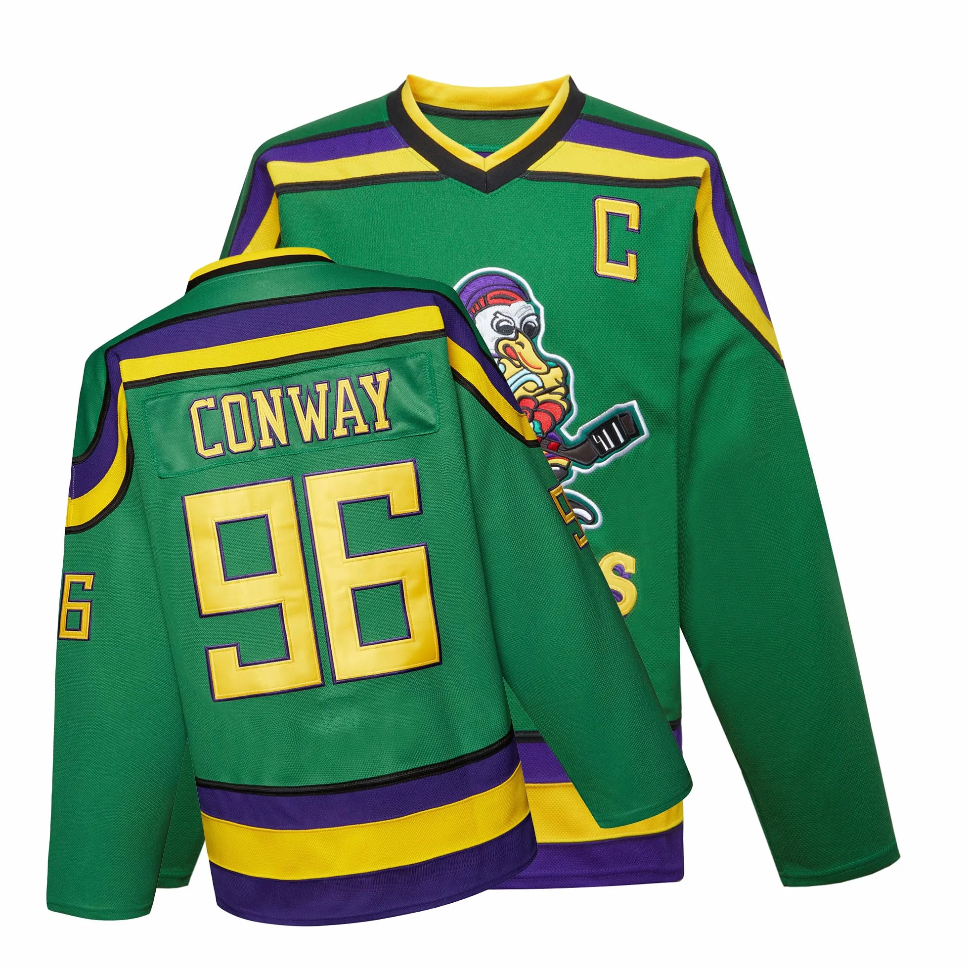 Mighty Ducks Maillot de hockey sur glace S-XXL Adam Banks #99 Charlie Conway #96