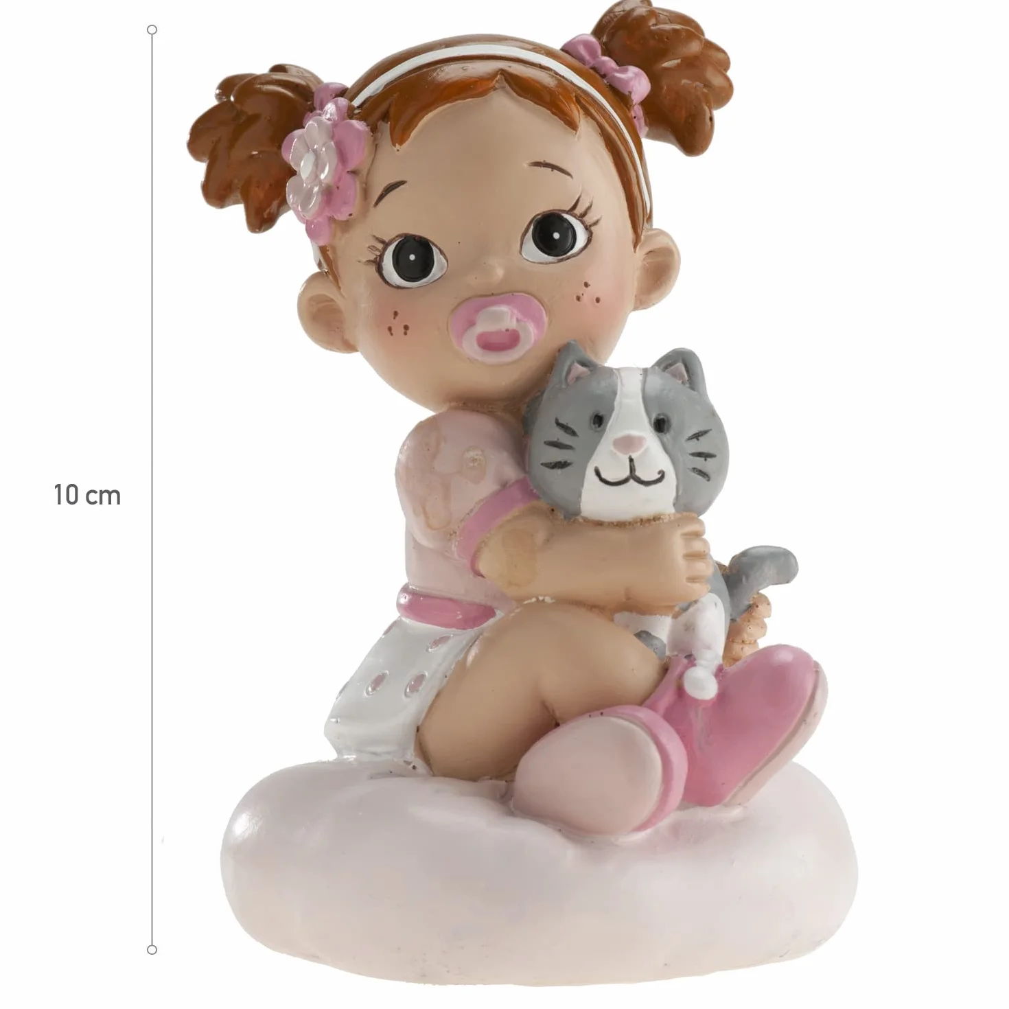 Figurine en résine Décoration Baptême Fille 10 cm Cake Topper Bébé Chaton Design Original