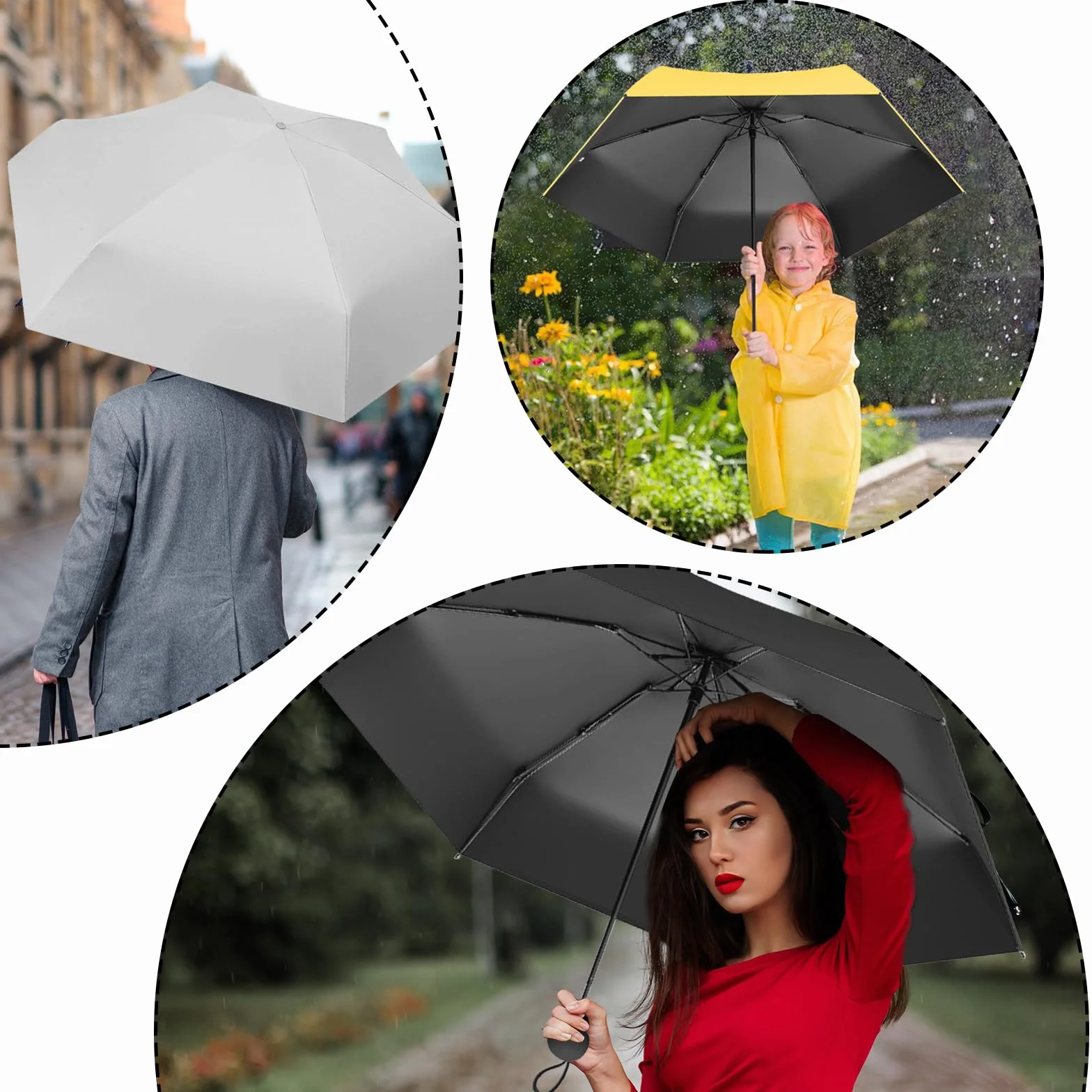 Parapluie Anti UV Pliant Léger Compact Poignée Rétractable