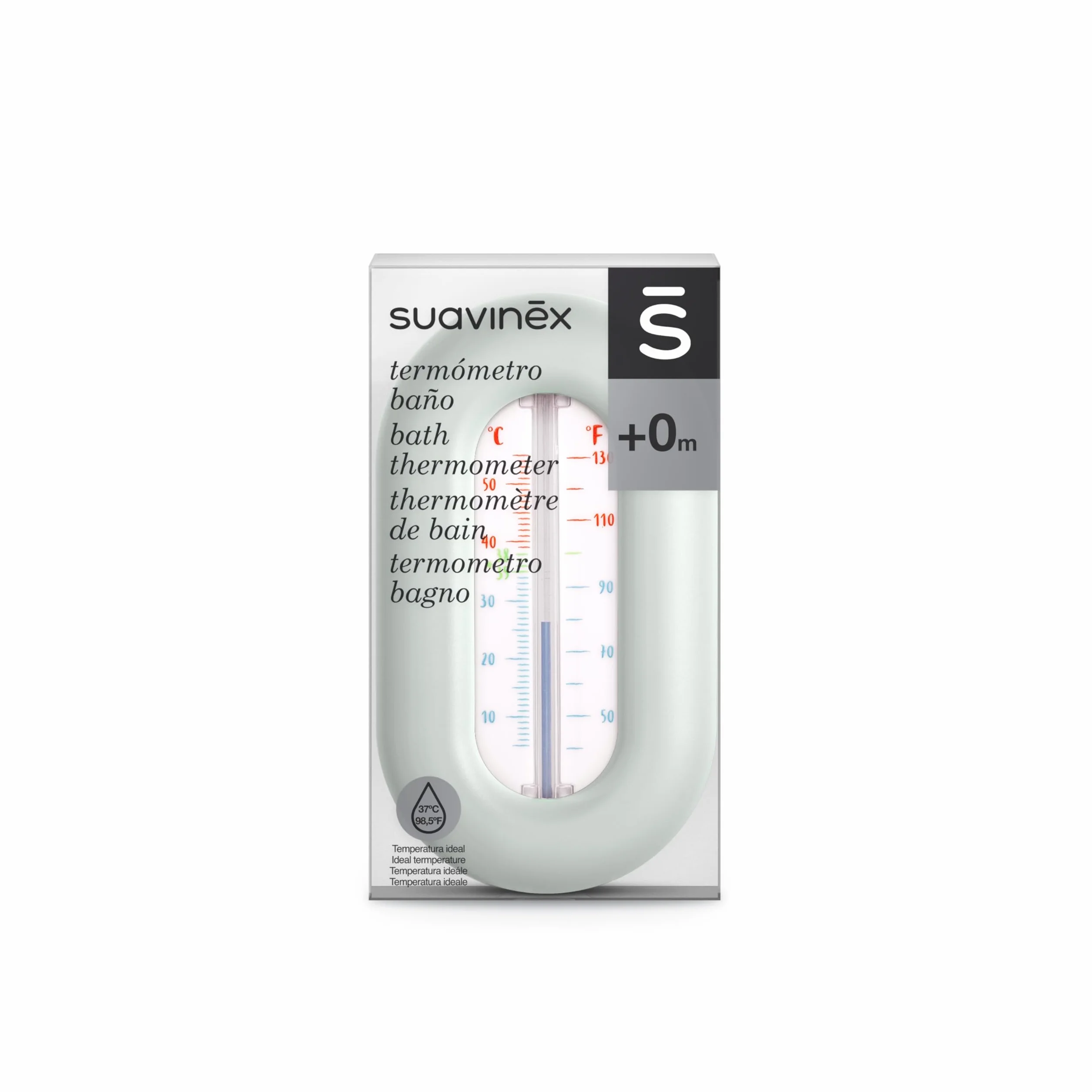 Suavinex Thermomètre de Bain pour Bébé, Sans Mercure, Sans Piles, Précis, Flotte, Échelle de Couleur, ºC/ºF, Vert