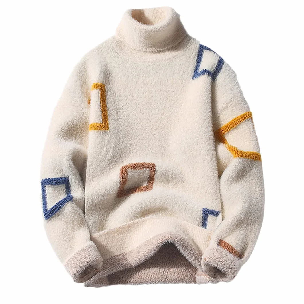 Pull à col roulé en cachemire épais pour homme - Pull d'hiver confortable