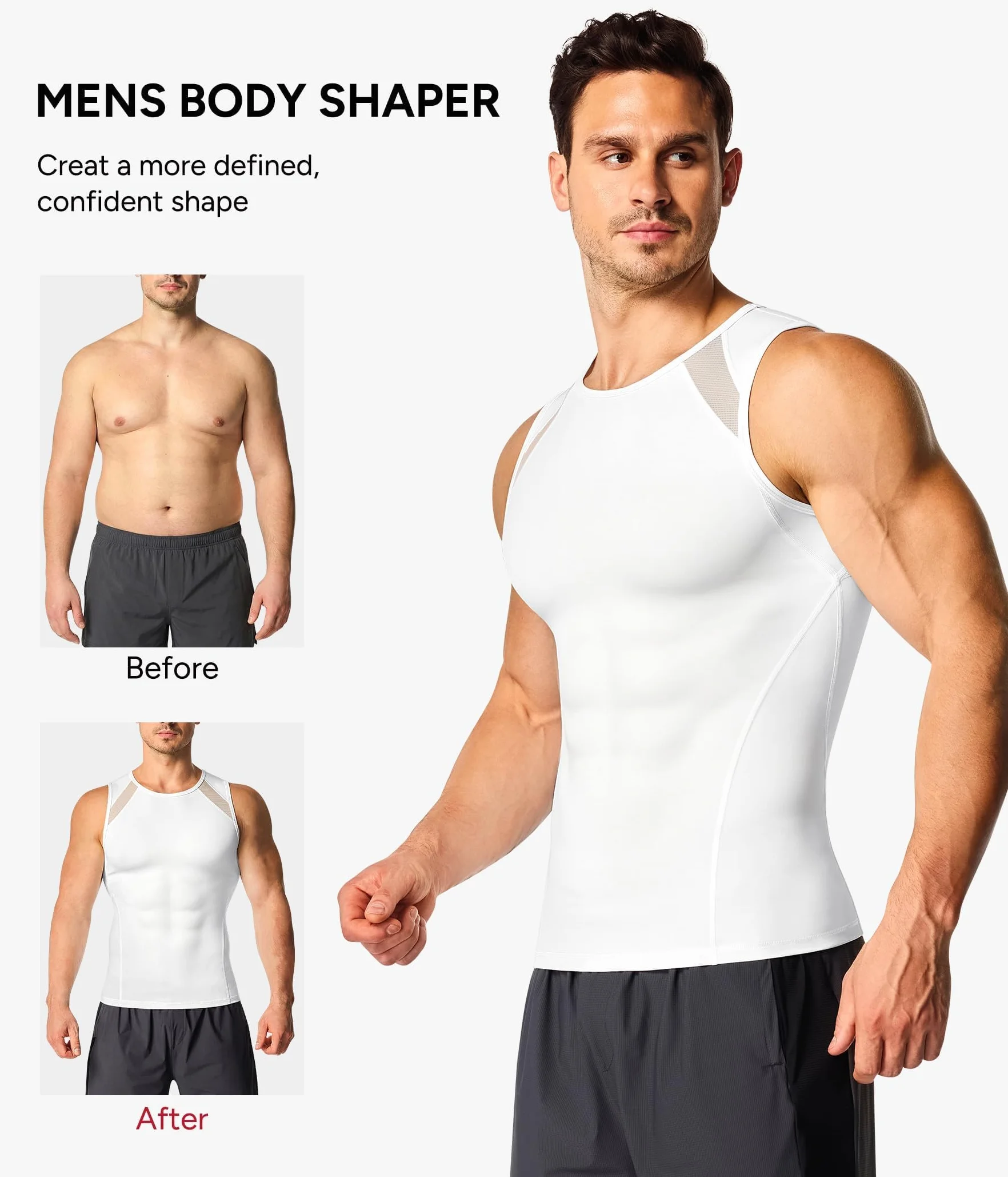 Nebility Compression Débardeur Gainant Homme Gaine Ventre Plat T Shirt Invisible Body Shaper