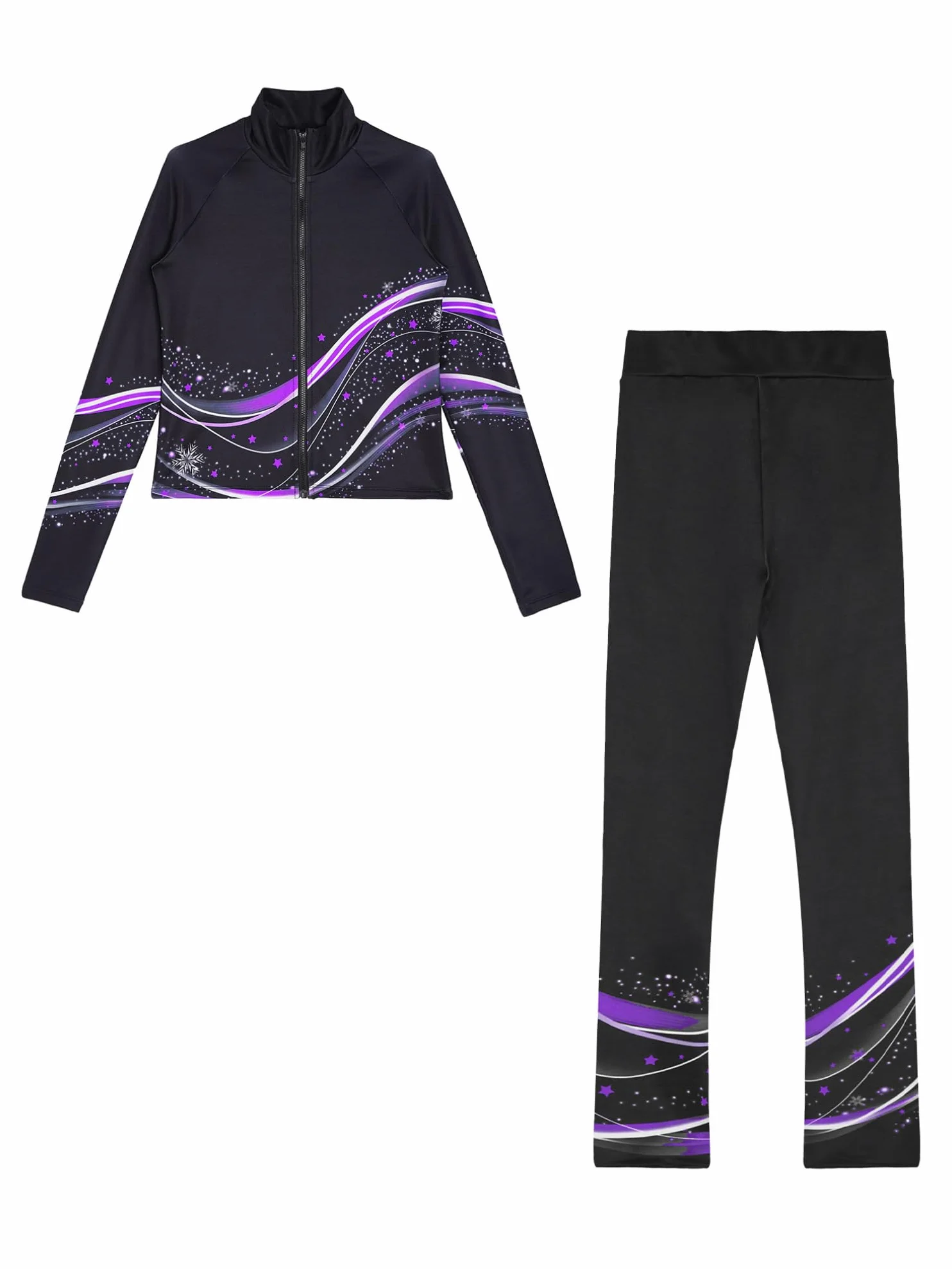 Ensemble Patinage Artistique Fille Veste Chaud Polaire Pantalon Legging Violet 9-10 ans
