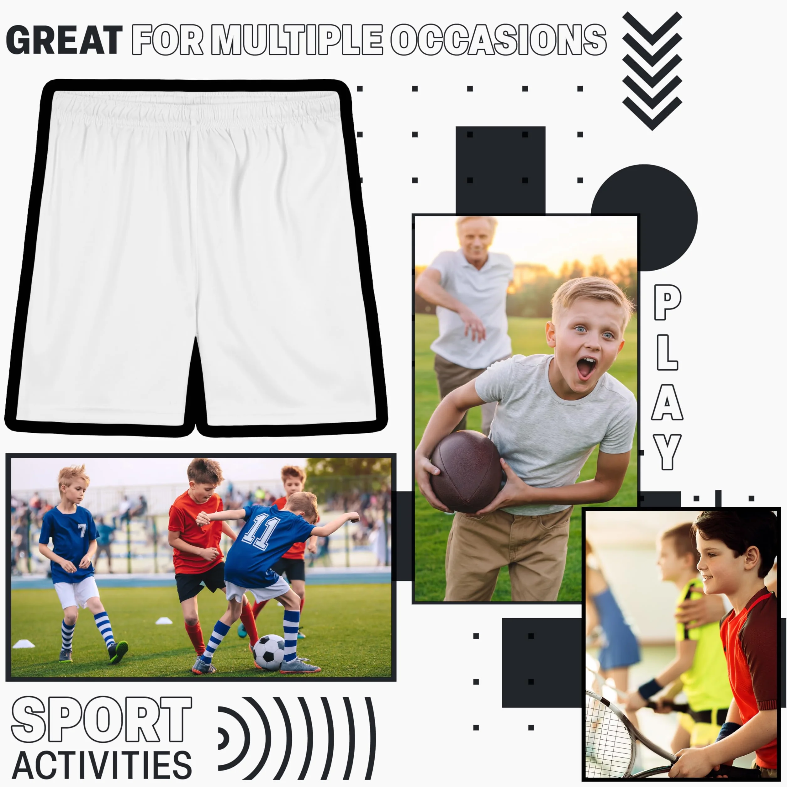 Short de Sport Enfant Court à Cordon Gym Running Foot Rugby Basket Vêtement Mixte Garçon Fille Taille Elastique 4-14 Ans