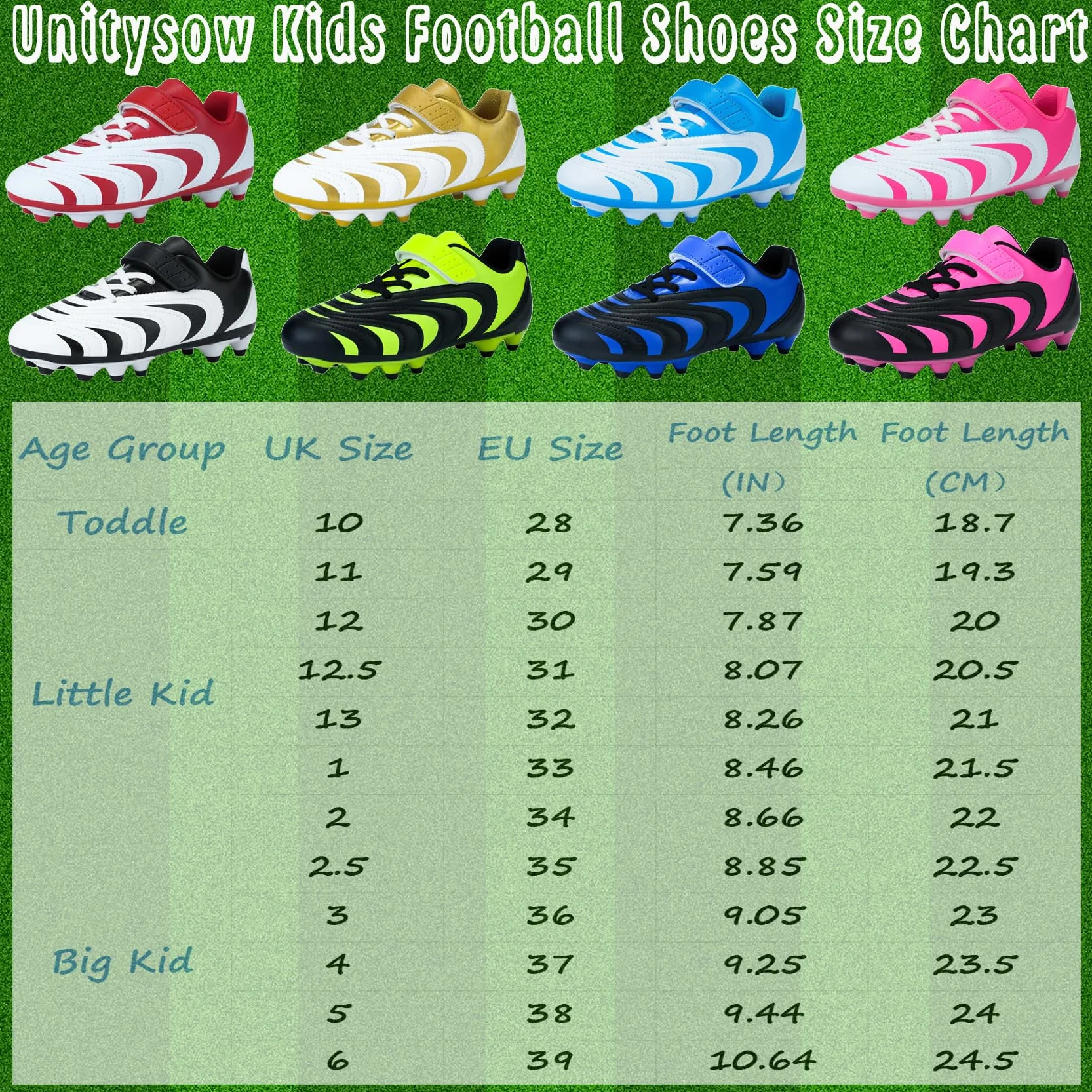 Enfant Chaussures de Football Garçon Fille Crampons Chaussure de Foot Adolescents Athlétisme Entrainement