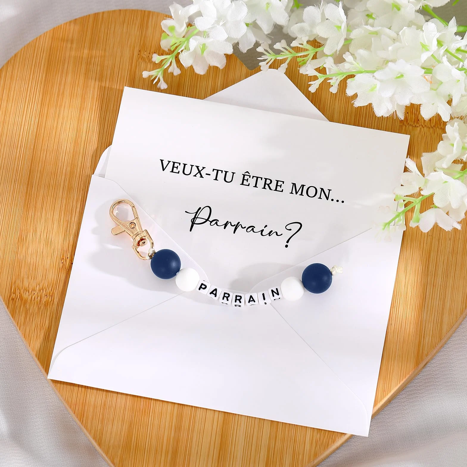 Hestya Porte-Clés Carte Annonce Marraine Parrain avec Enveloppe Cadeau Grossesse