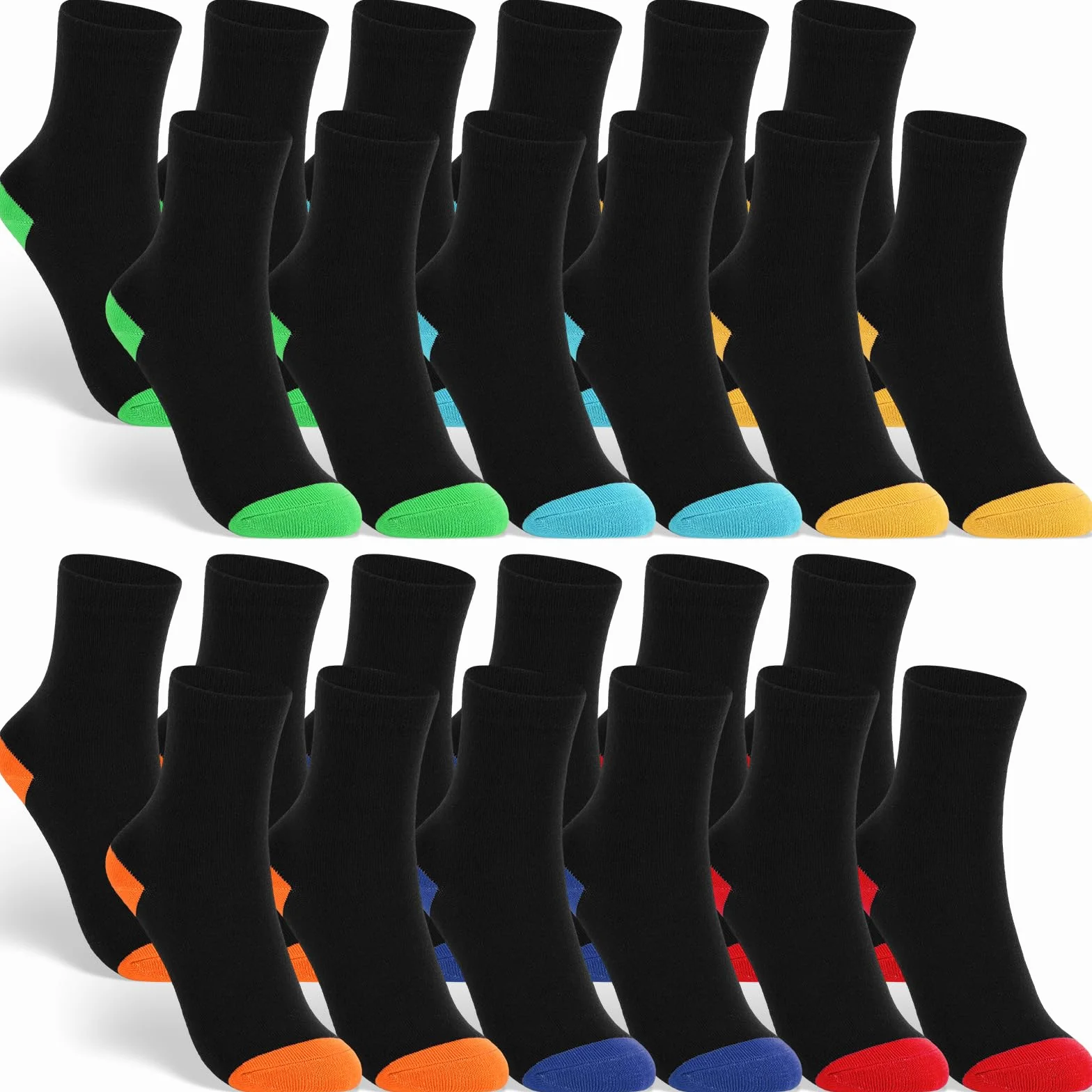 Chaussettes de sport pour Enfants, Coton, Respirantes, Paire de 12, Football Tennis