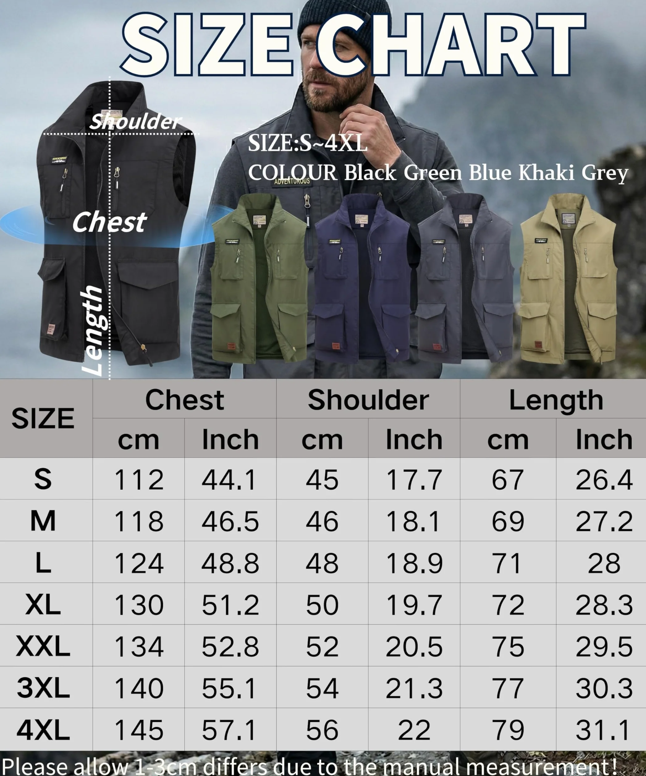 Gilet de Pêche Multi-Poches Léger Respirant Séchage Rapide pour Homme Veste Camping Randonnée Plein Air