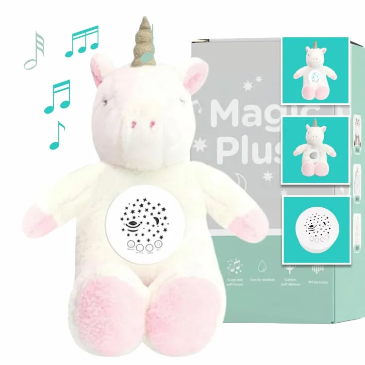 Peluche Veilleuse Bébé Musicale et Lumineuse avec Machine Bruit Blanc, 15 Mélodies, Cadeau Naissance