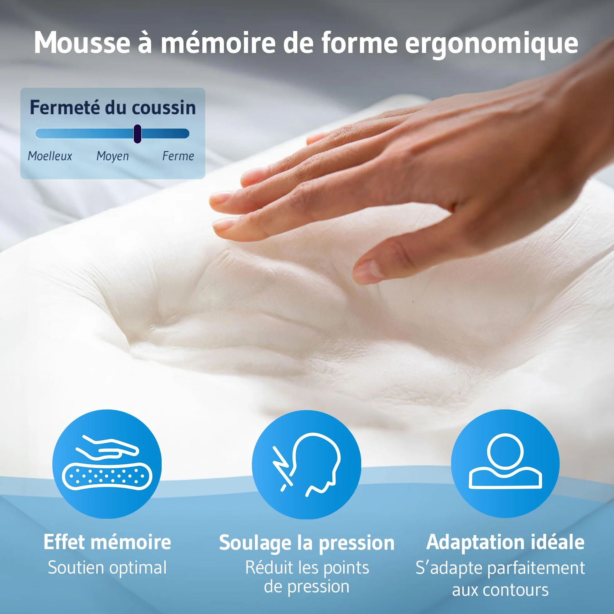 LEGAR Mini coussin de voyage ferme 25x30 cm oreiller cervical mousse à mémoire de forme compact