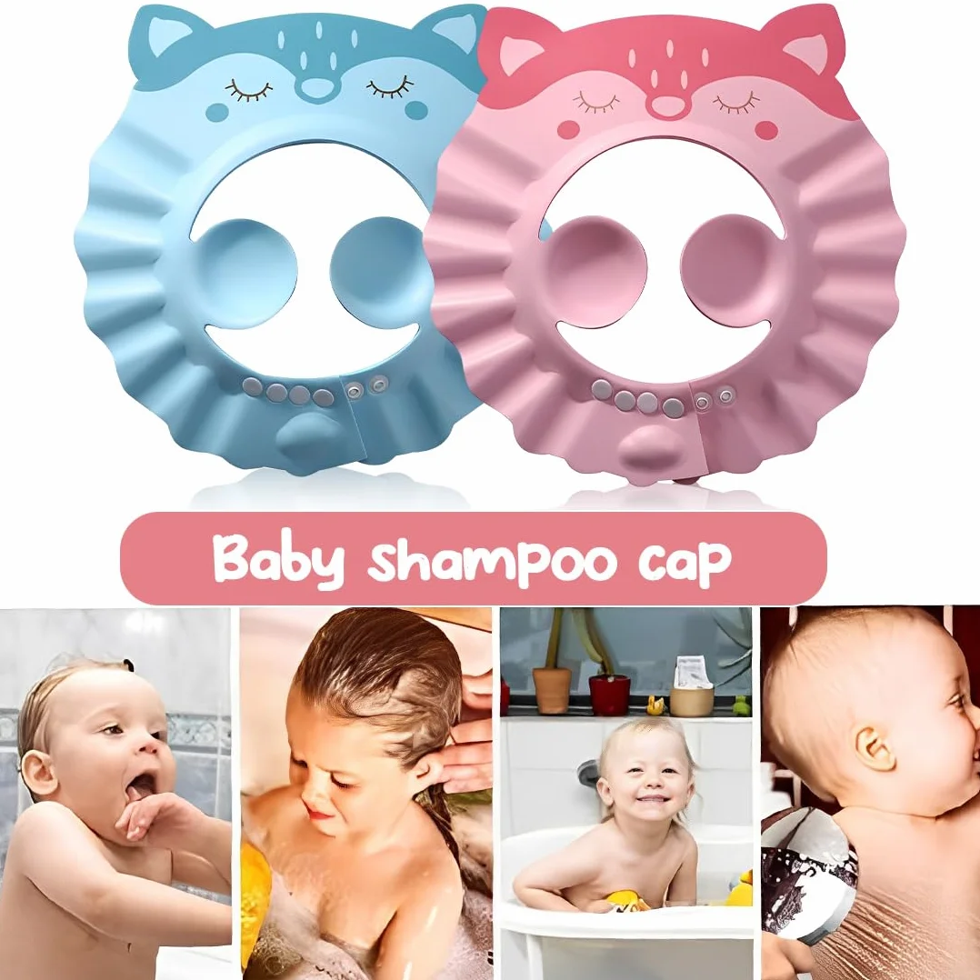 Bonnet de Douche Bébé Réglable Visière Protection Yeux Visage Shampooing Enfants
