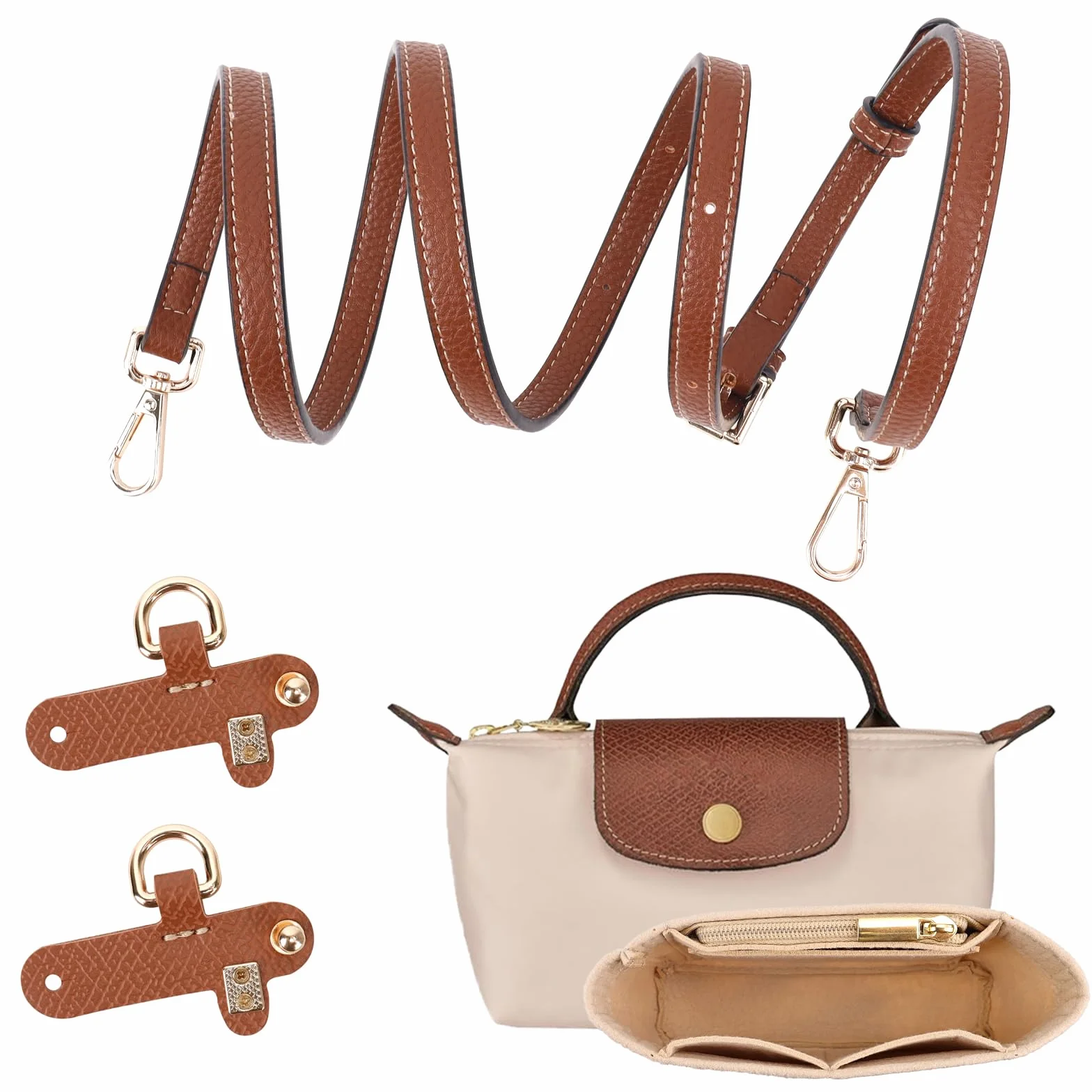 Lot de 2 Bandoulière pour Sac Longchamp, Organiseur de Sac à Main en Feutre, Sangle Réglable