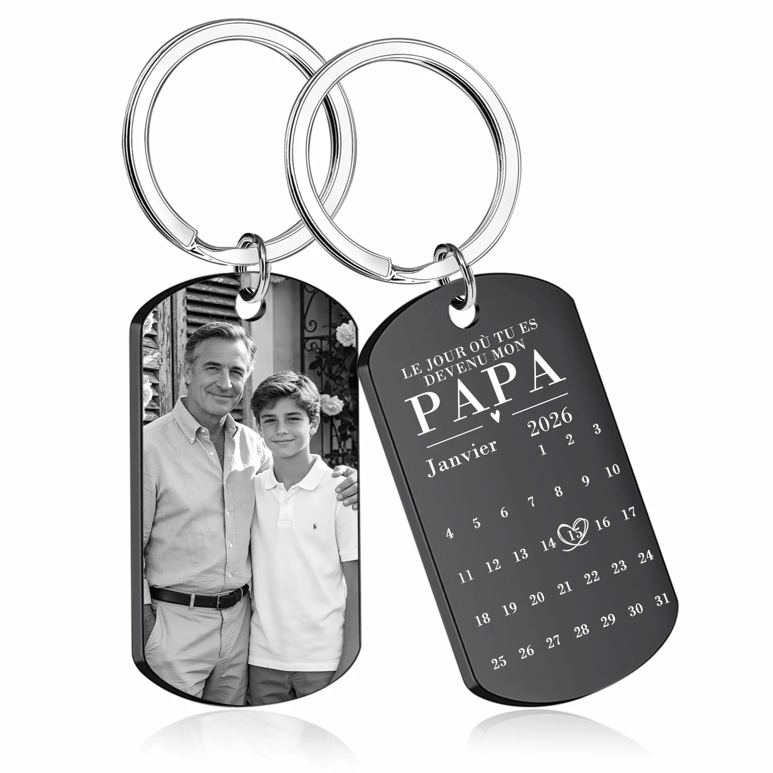 BEXOA Porte Clé Personnalisé Photo Gravure Image Texte Cadeau Fête des Pères