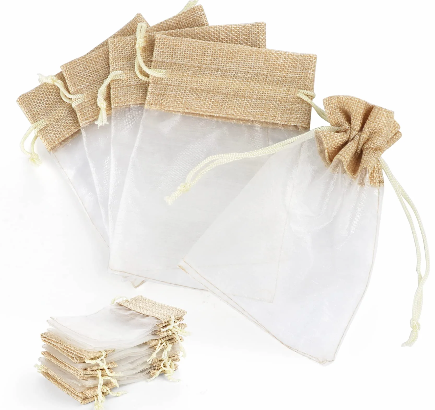 Pochettes Cadeau en Organza 30 Sachets 10x15cm avec Cordon de Serrage Réutilisable pour Bijoux Mariage Bricolage