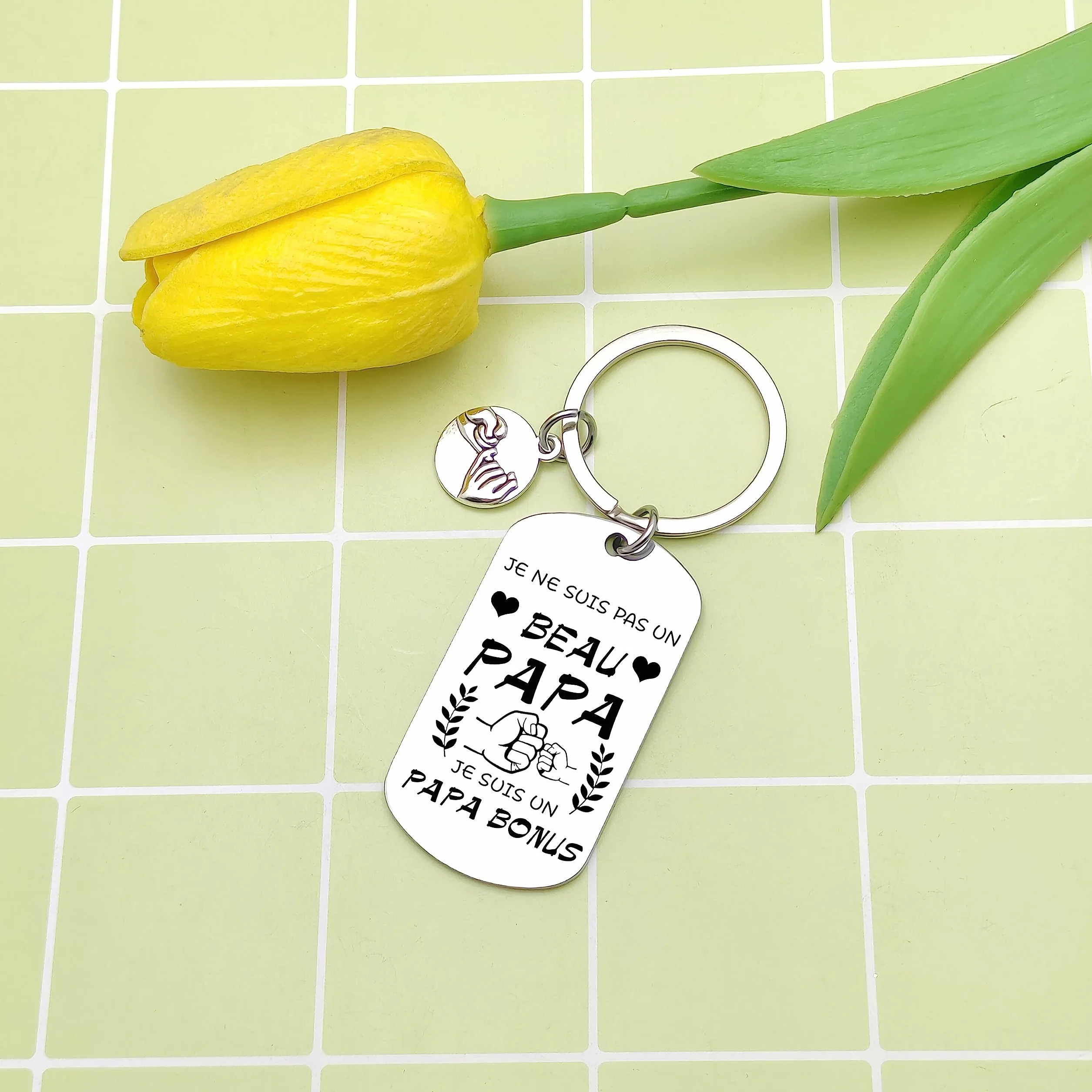 Porte-clés Papa Cadeau Anniversaire Naissance personnalisé Argenté
