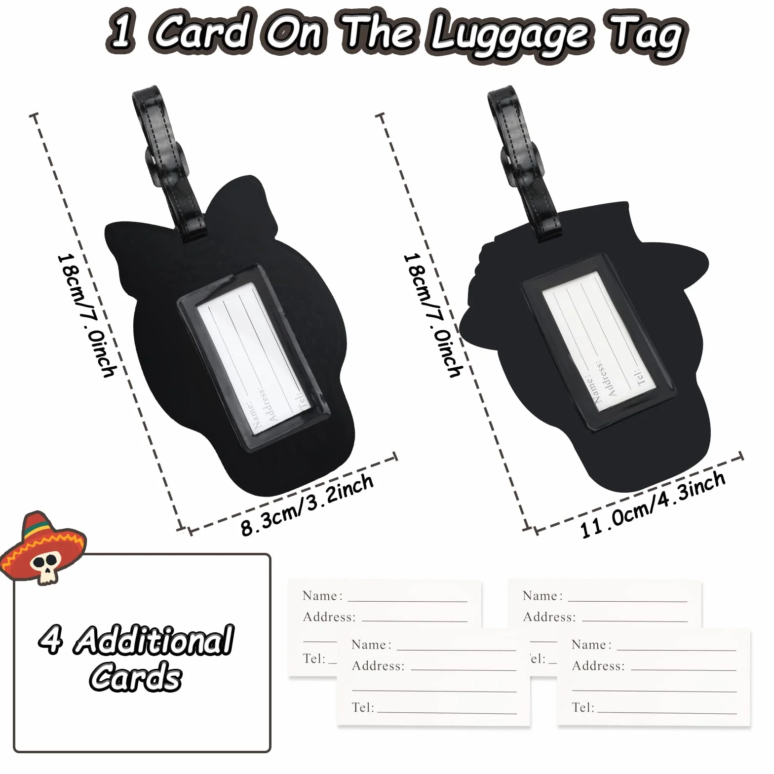 Lot de 2 Étiquette Bagage Fleur Crâne Étiquette Valise Avion Étiquette de Voyage Porte Adresse pour Valise Bagages Sacs à Dos