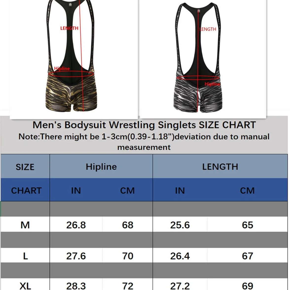 Leopard Bodysuit Homme Lutte Singlet Gym